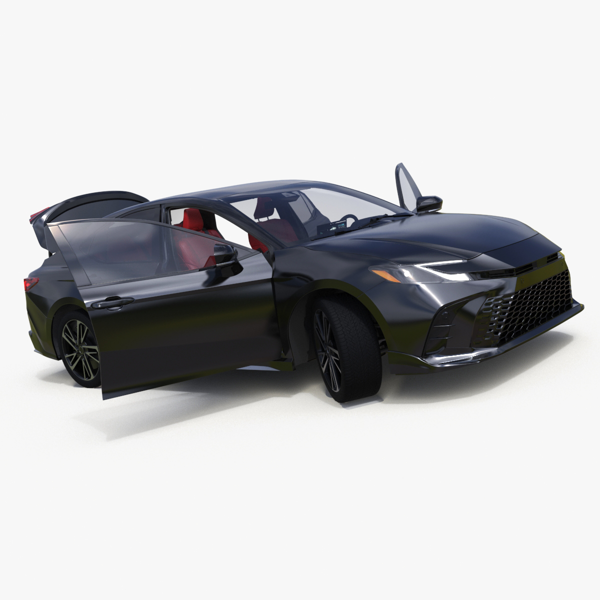 3D Refined Mid Size Car Black Rigged model