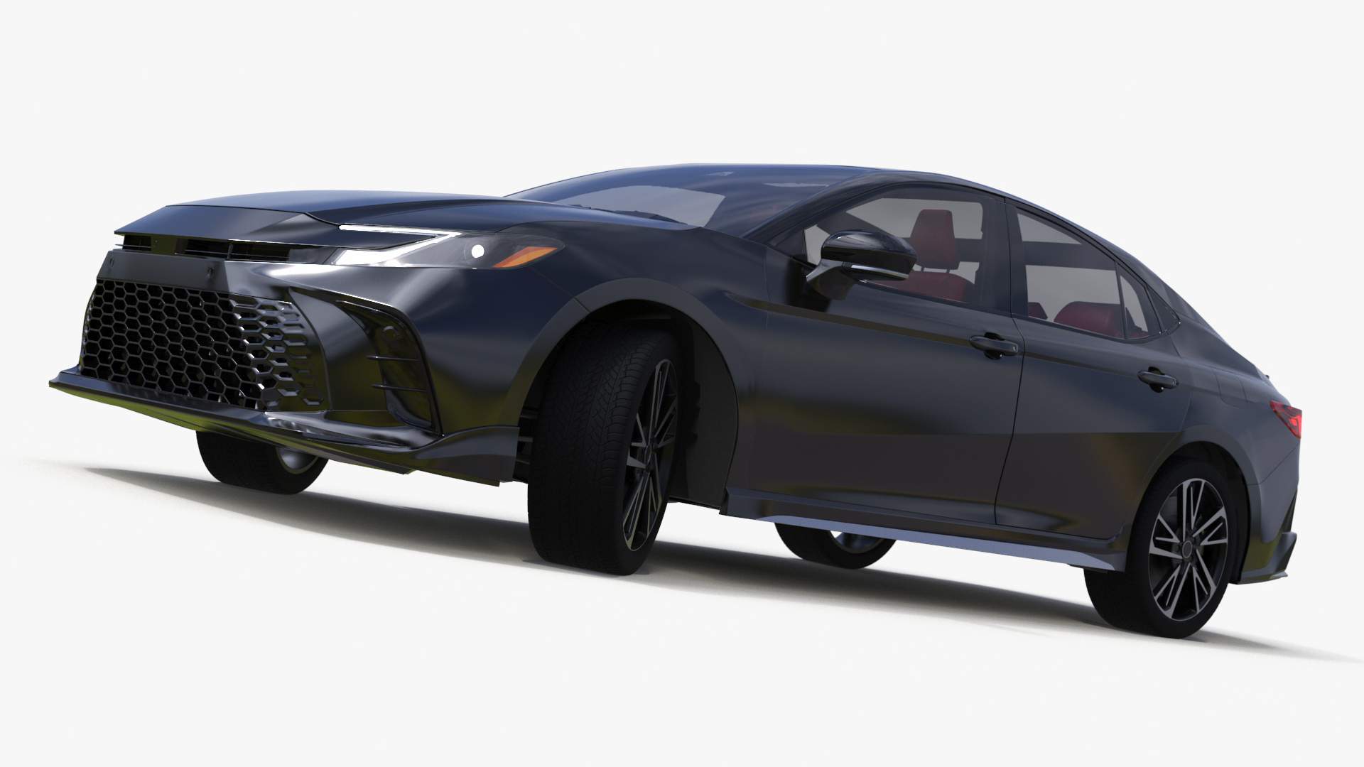 3D Refined Mid Size Car Black Rigged model