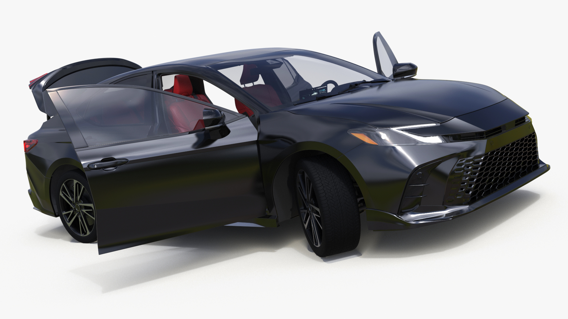 3D Refined Mid Size Car Black Rigged model