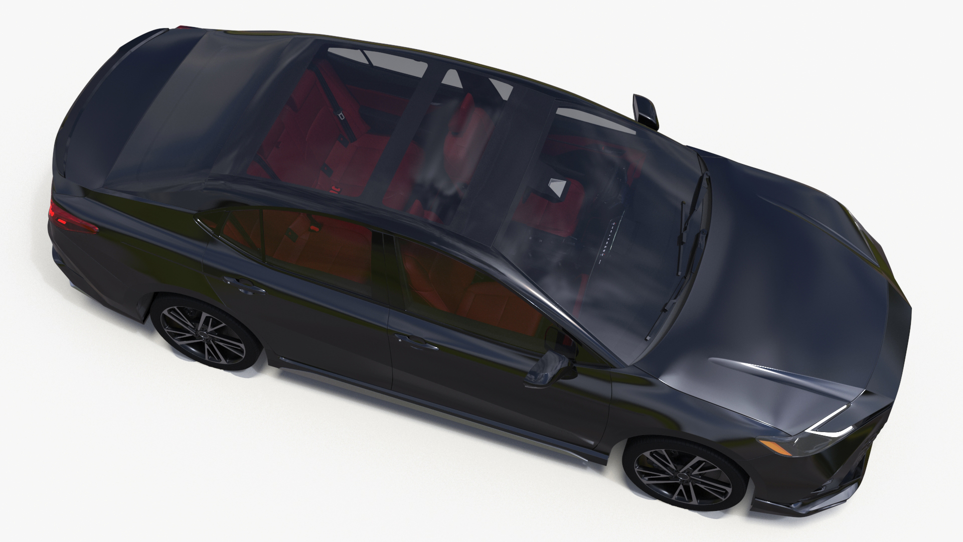 3D Refined Mid Size Car Black Rigged model