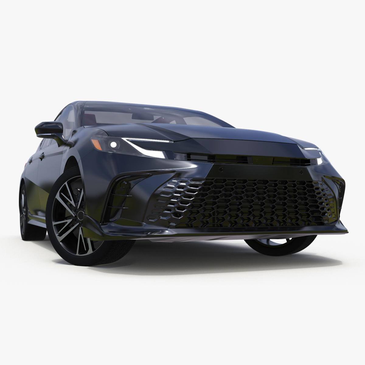 3D Refined Mid Size Car Black Rigged model