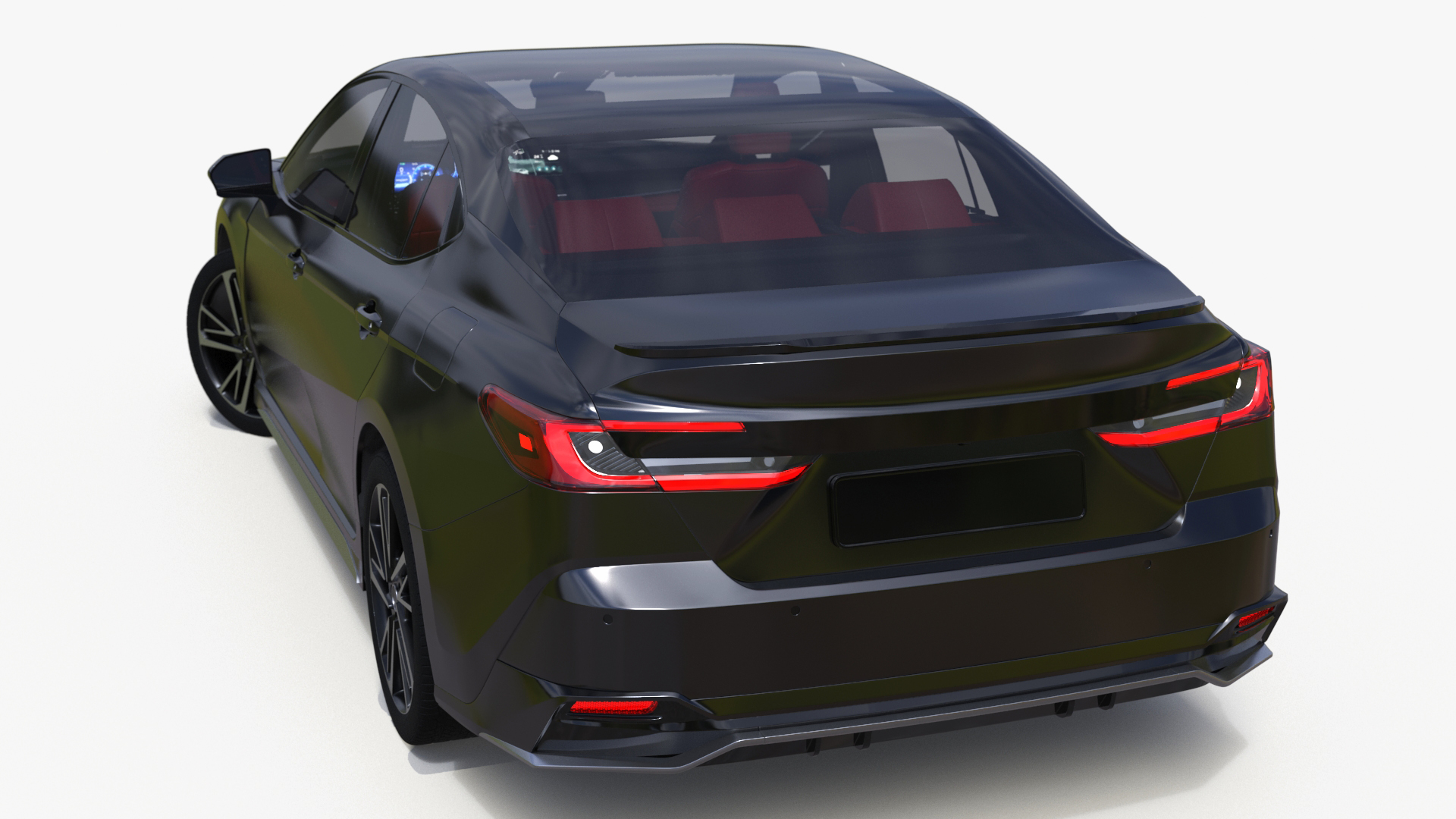 3D Refined Mid Size Car Black Rigged model