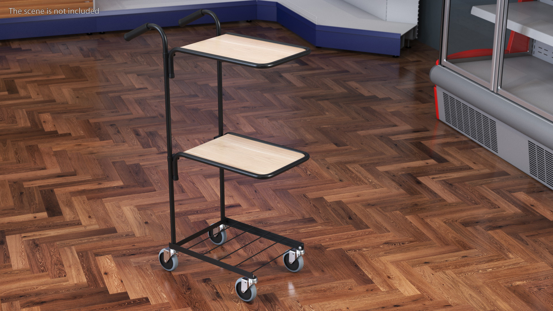 3D model Mini Trolley With Two Shelves Black