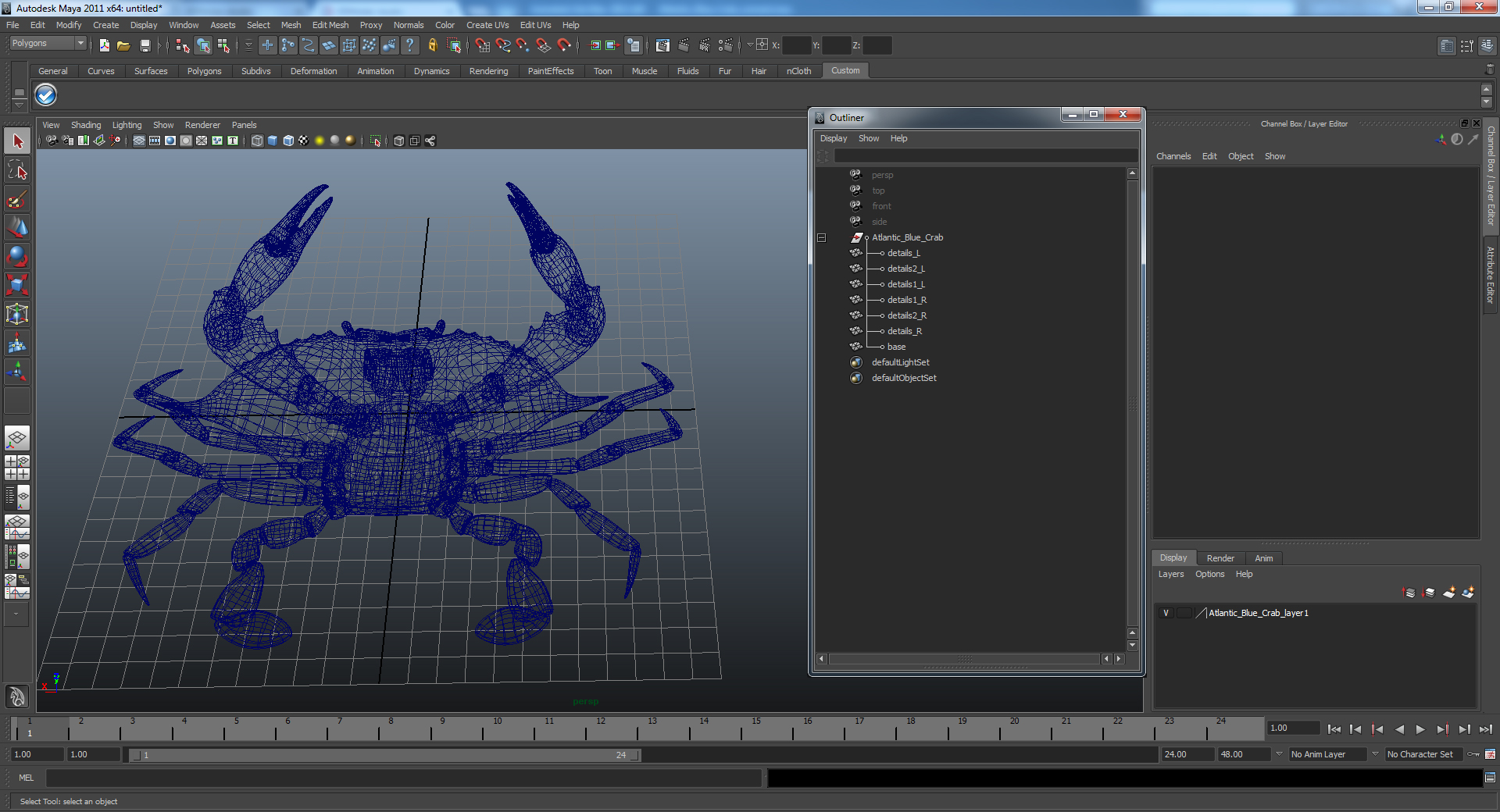 3D Atlantic Blue Crab model