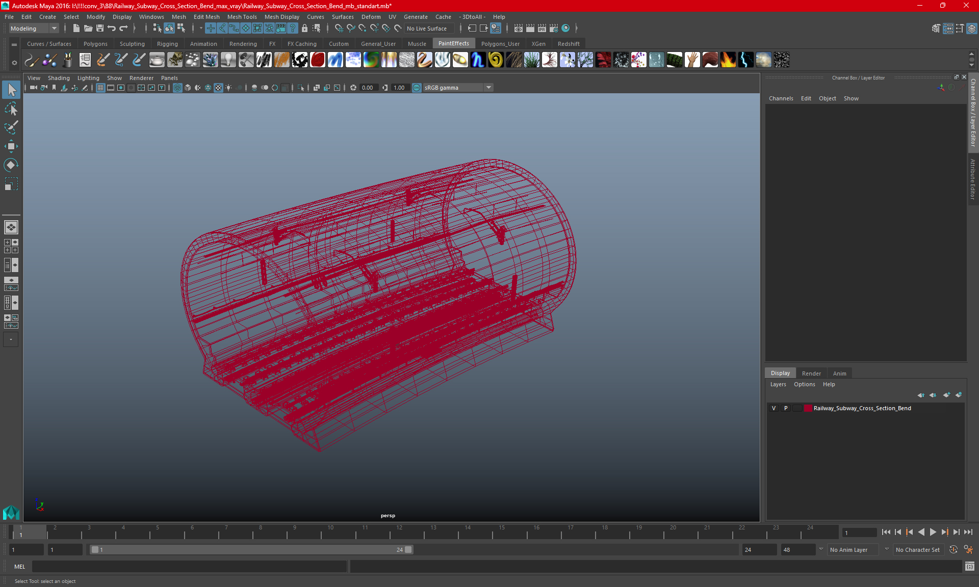 3D Railway Subway Cross Section Bend model