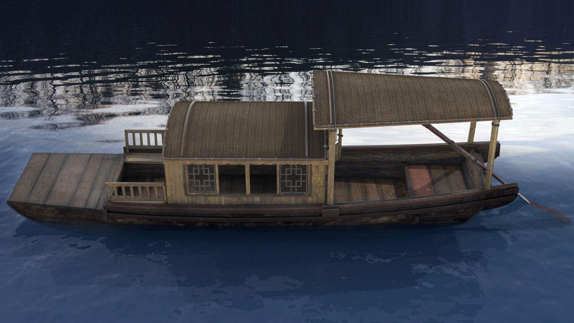 3D model Old Traditional Chinese Wooden Passenger Boat