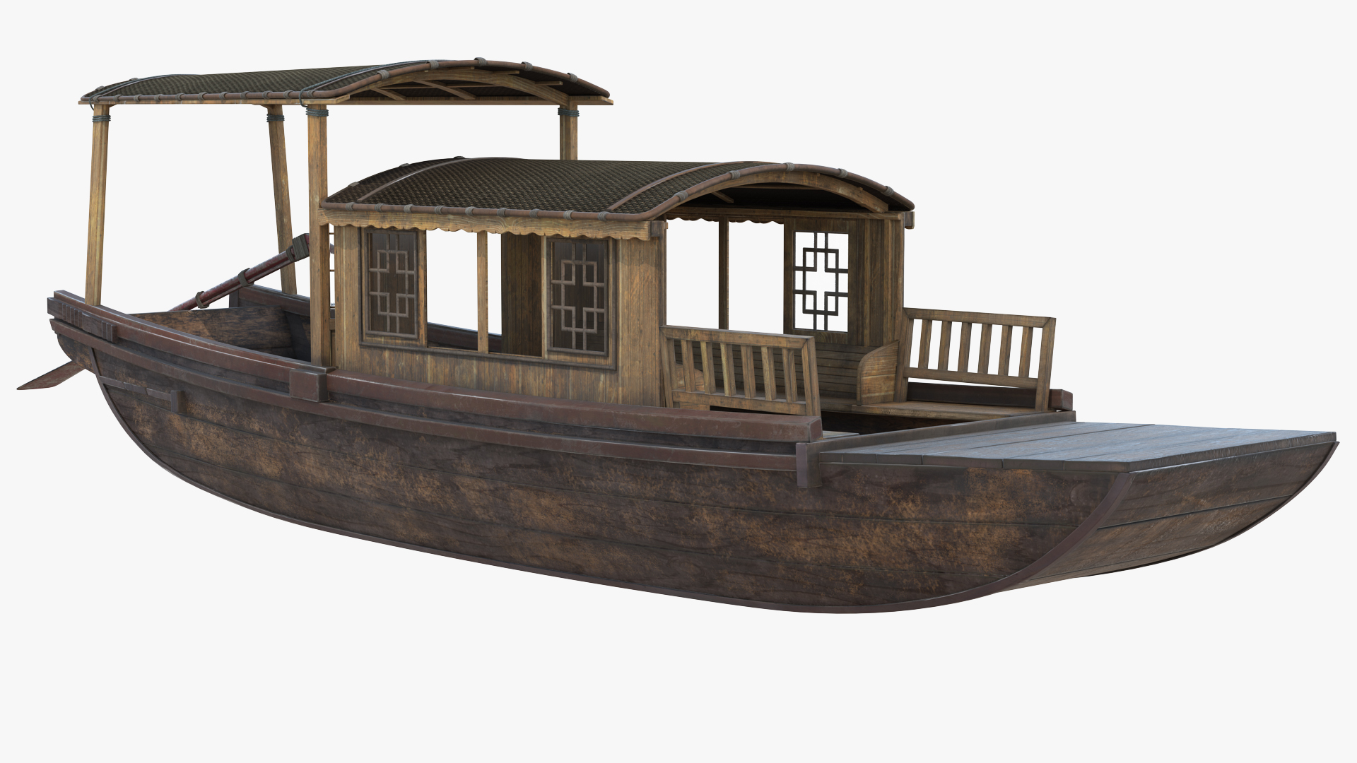 3D model Old Traditional Chinese Wooden Passenger Boat