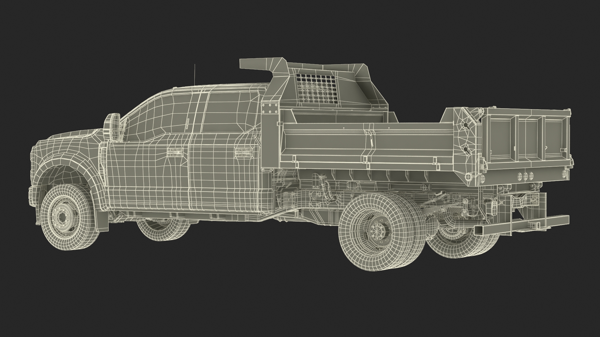 3D White Pickup Dump Truck model