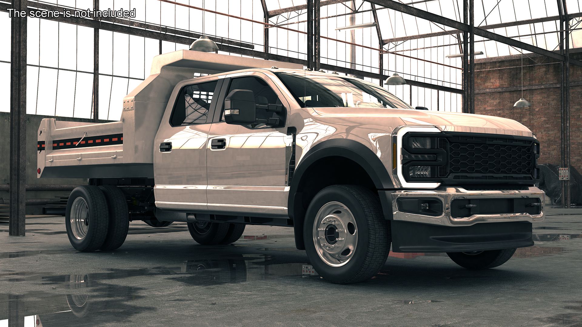 3D White Pickup Dump Truck model