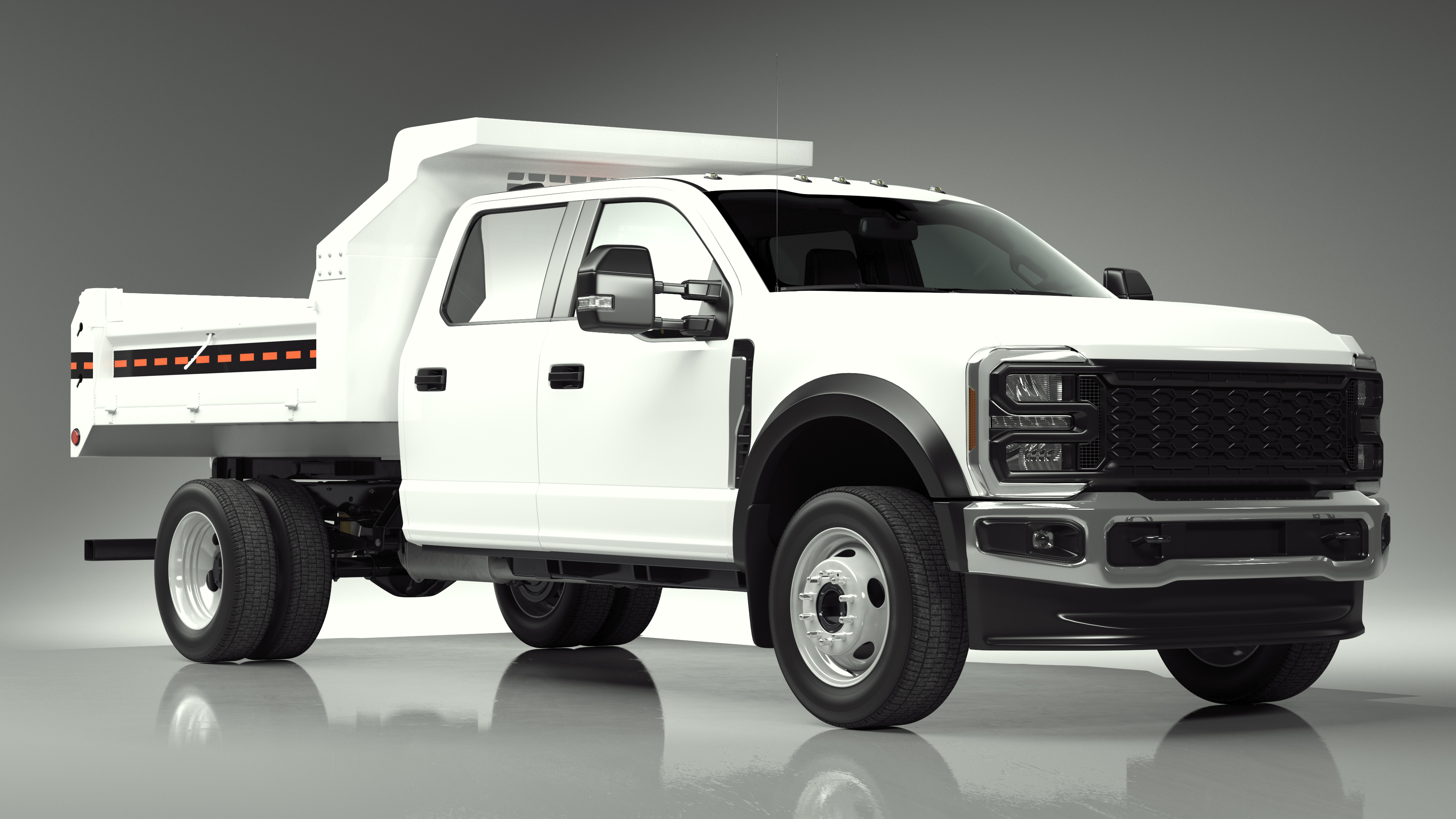 3D White Pickup Dump Truck model