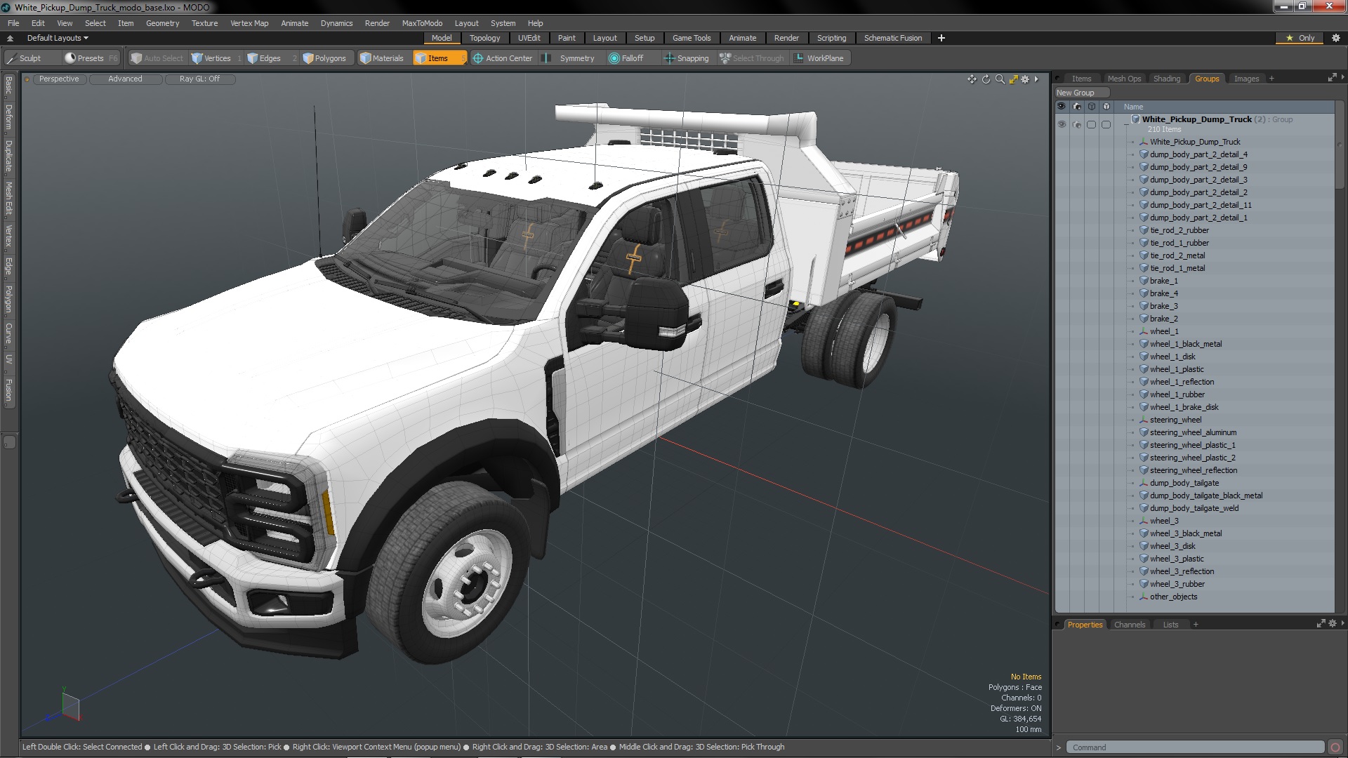 3D White Pickup Dump Truck model