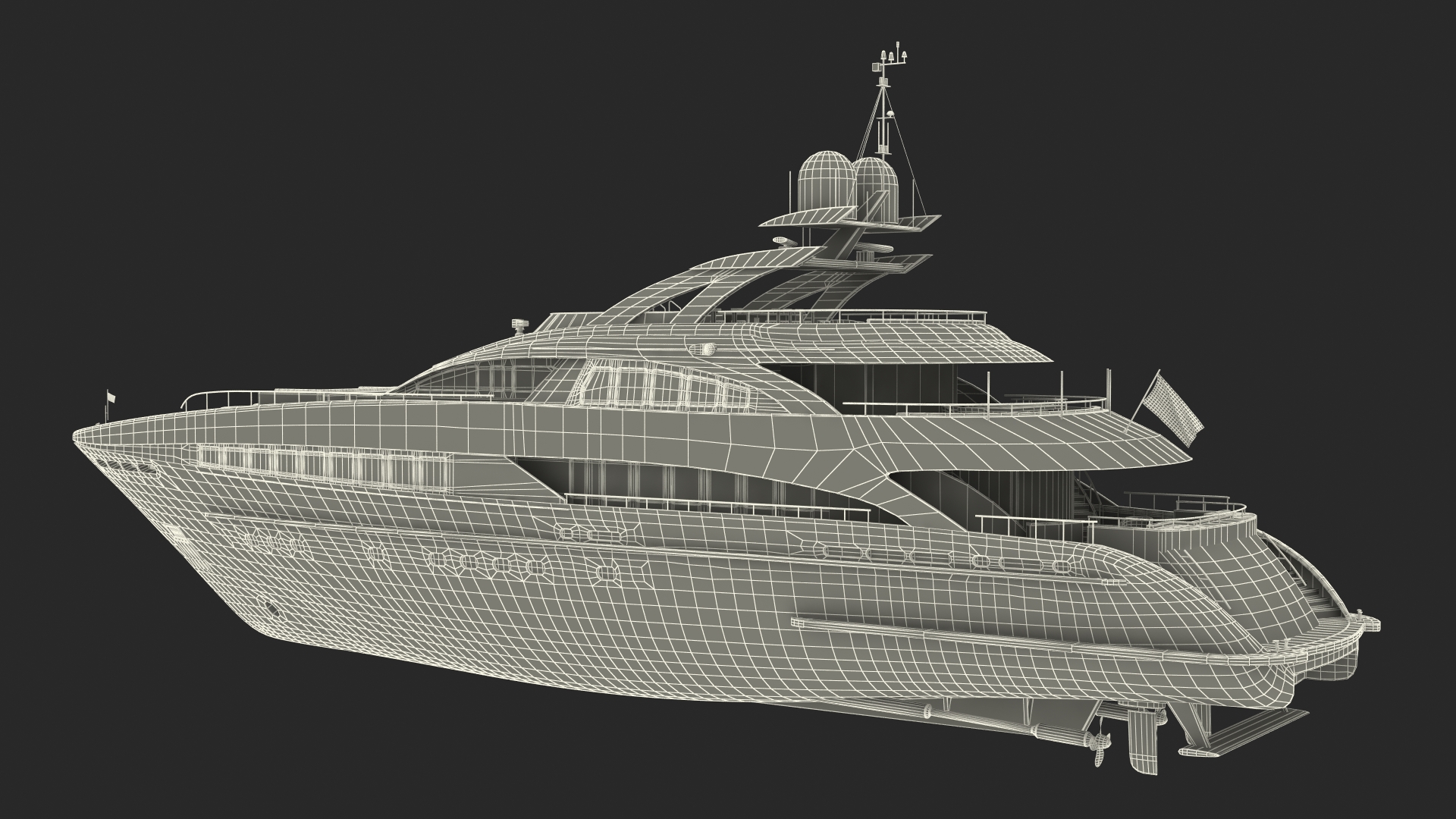 3D Luxury Motor Mega Yacht model