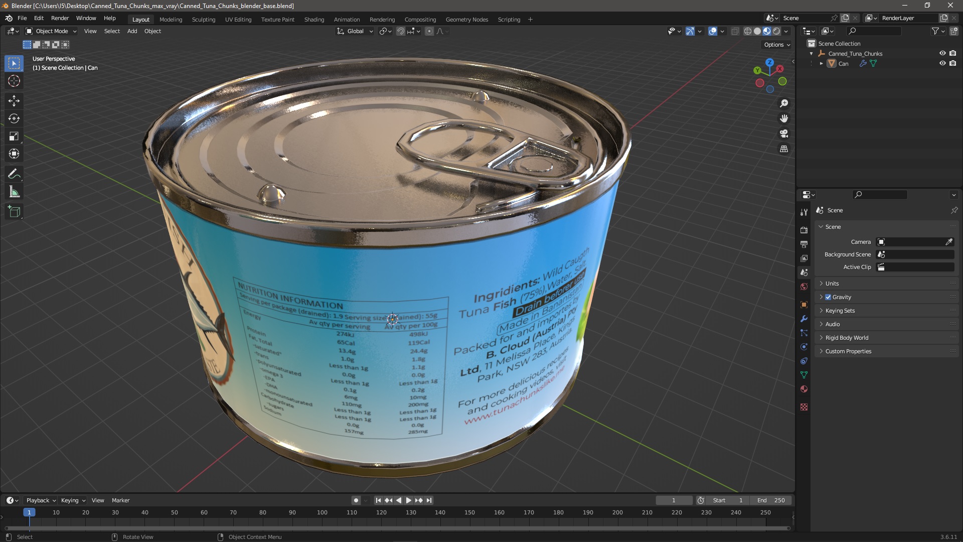 3D Canned Tuna Chunks model