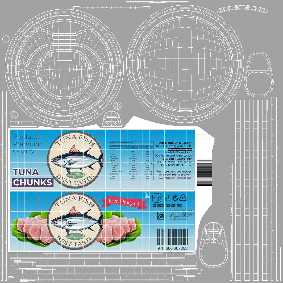 3D Canned Tuna Chunks model