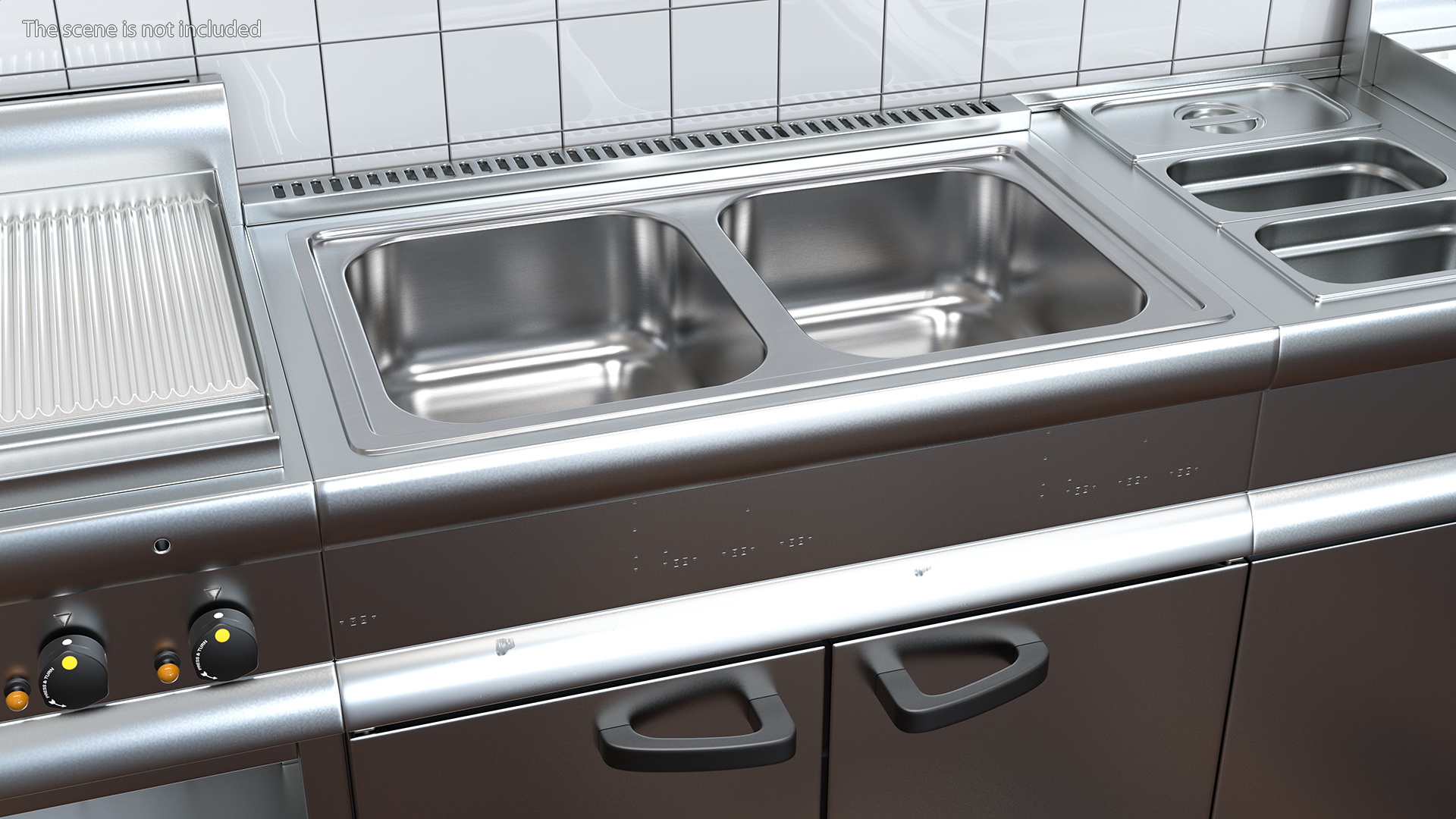 3D model Double Bowl Integrated Kitchen Sink