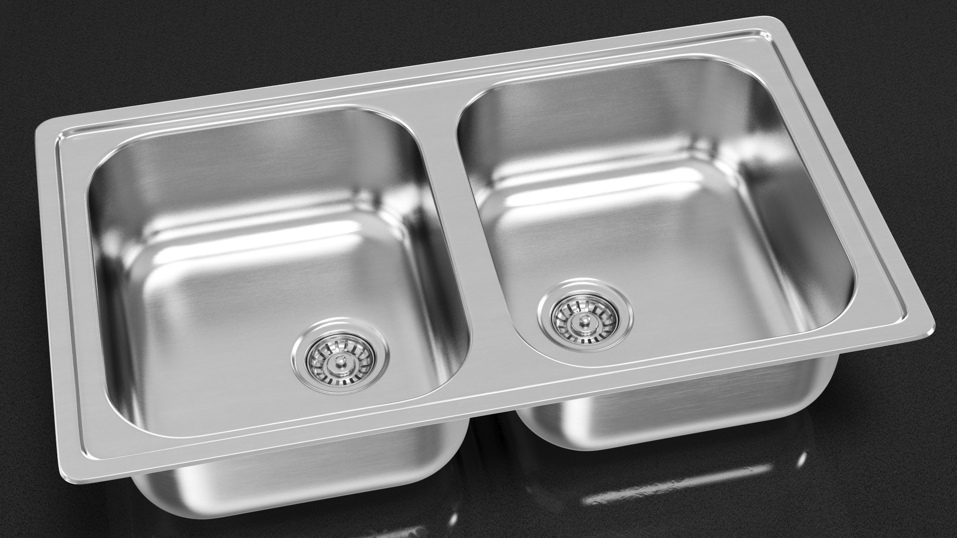 3D model Double Bowl Integrated Kitchen Sink