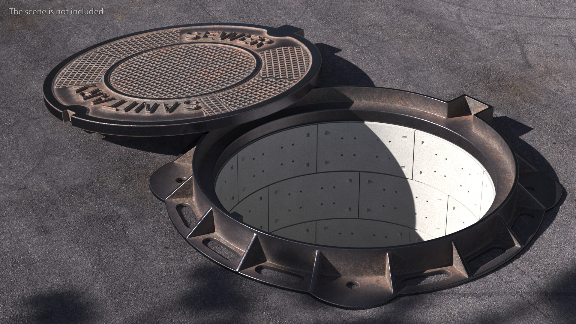 3D Steel Sewer Manhole Old model