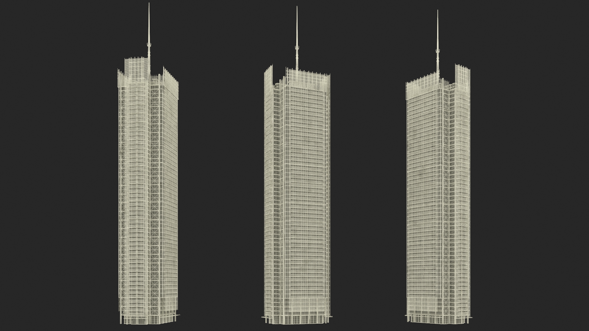 3D model New York Times Tower Lights On