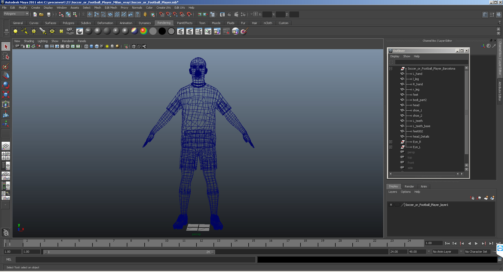 3D Soccer or Football Player Chelsea model