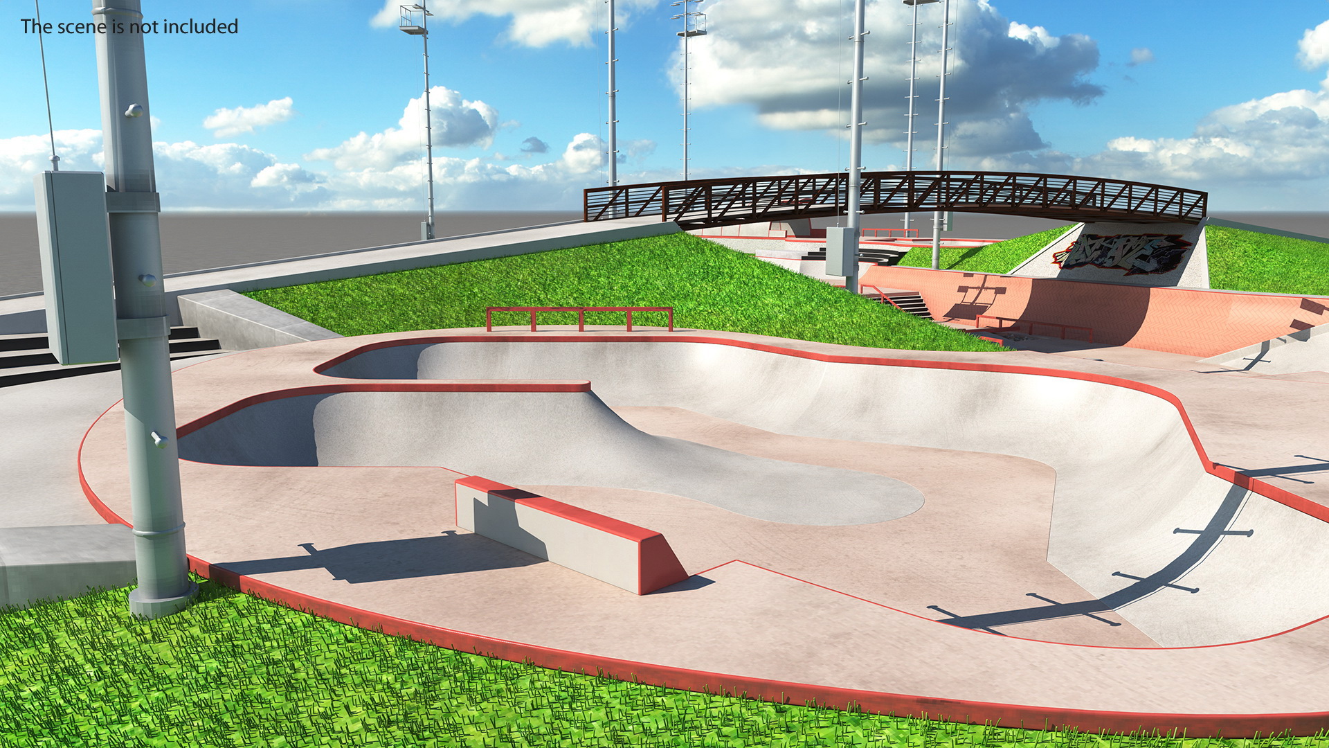 3D Skatepark Concrete Pool model