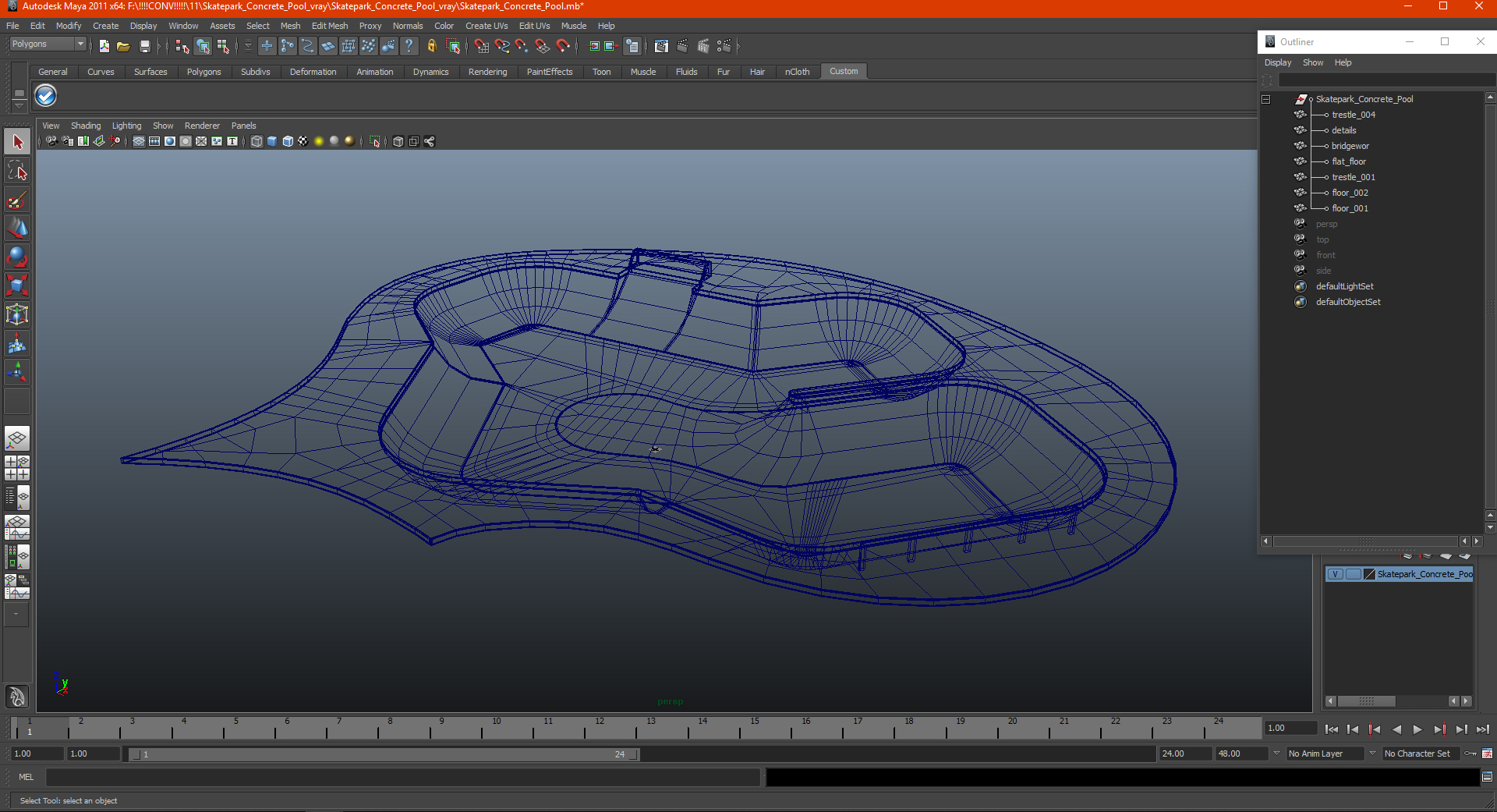 3D Skatepark Concrete Pool model