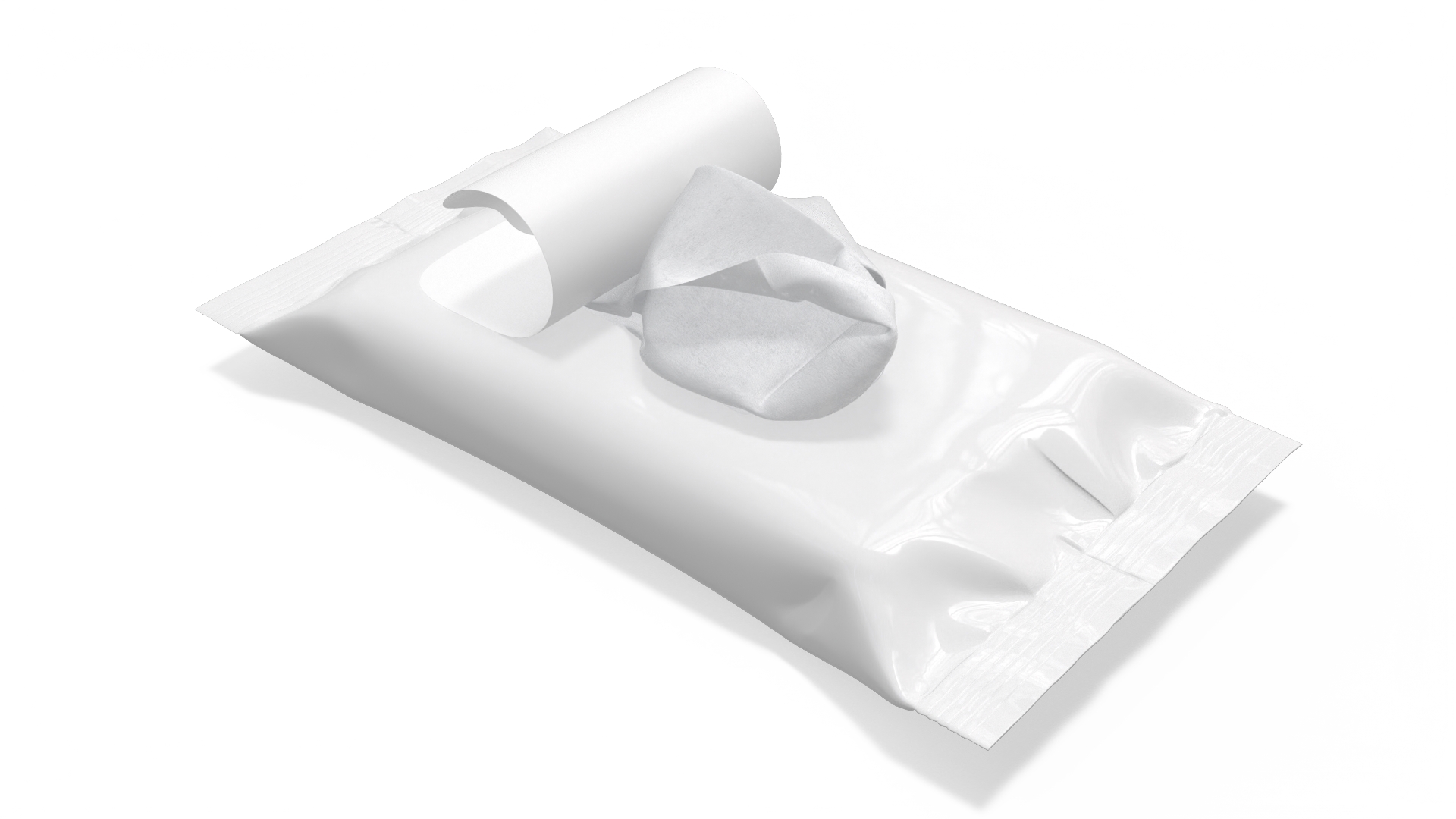 Pack of Wet Wipes with Napkin Sticking Out 3D