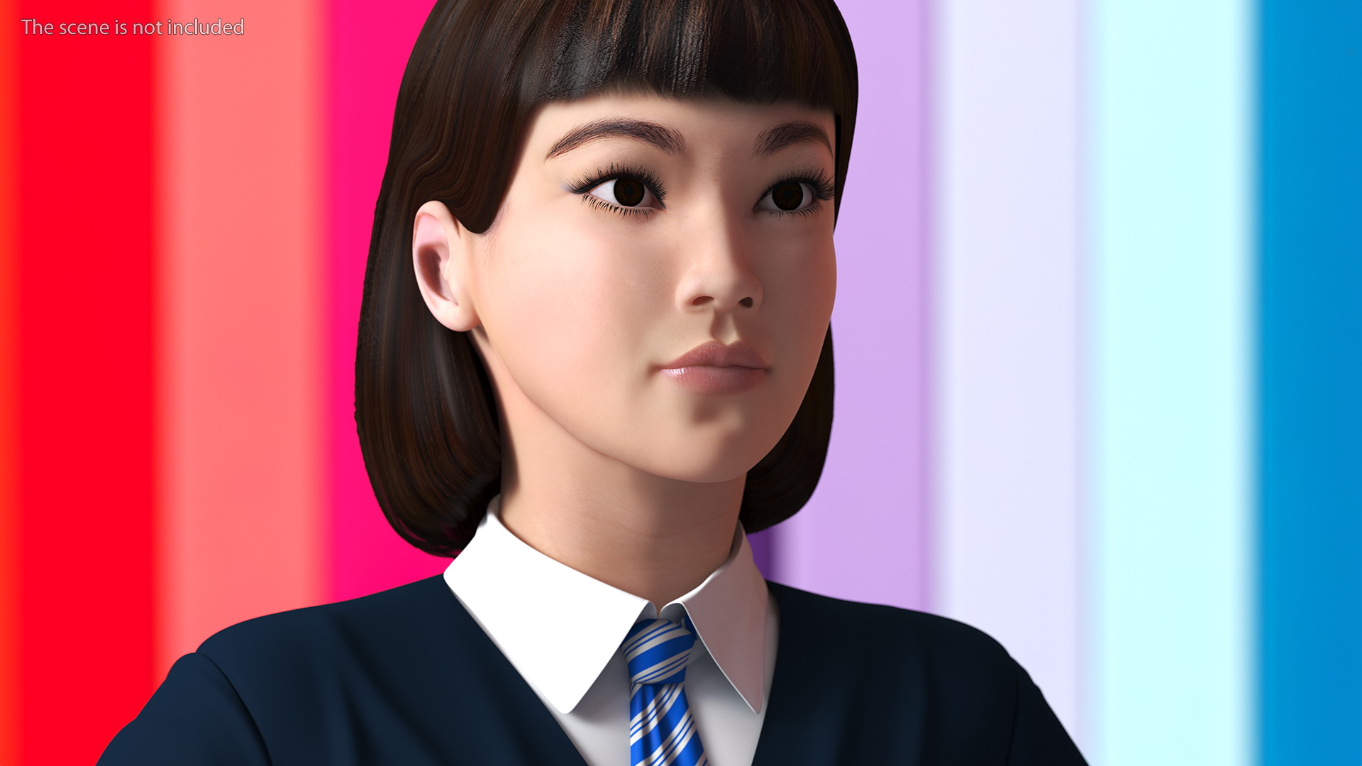 3D model Chinese Schoolgirl Rigged