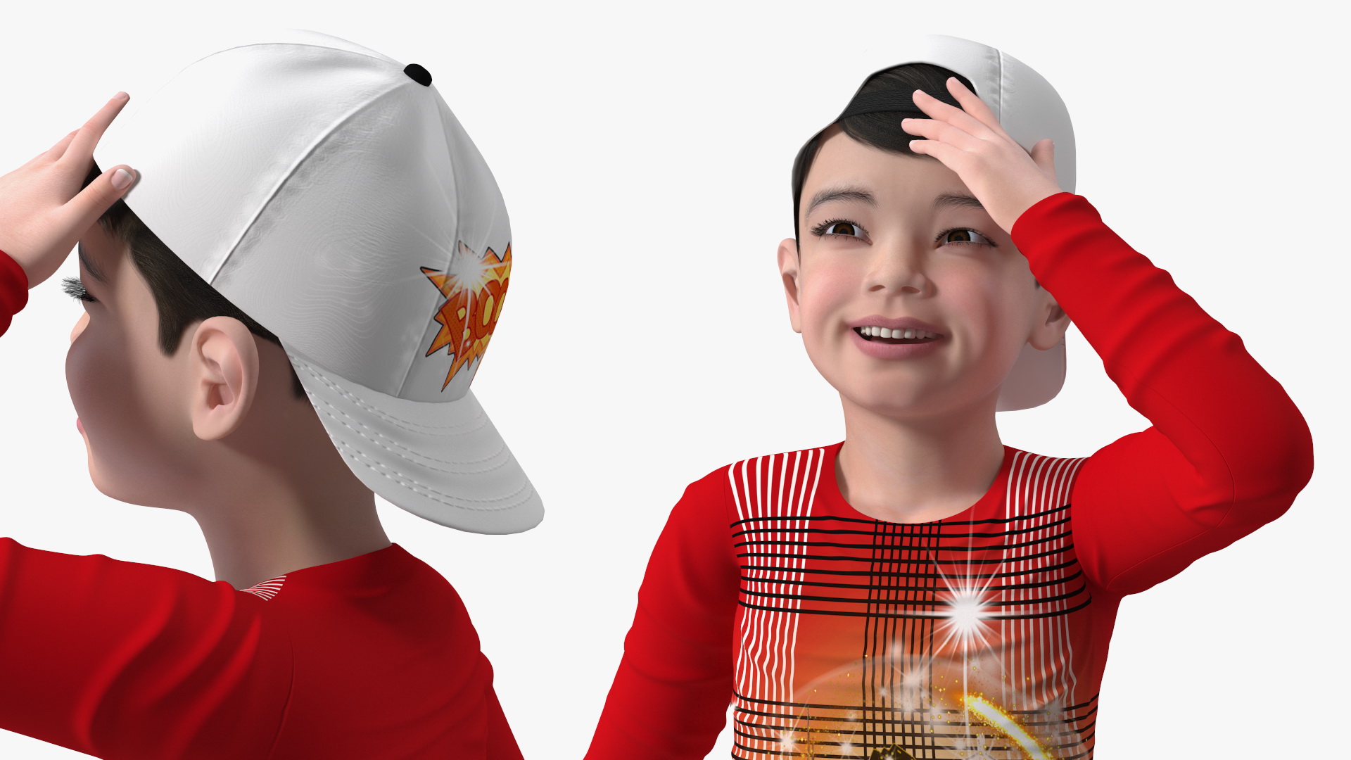 3D Smiling Asian Child Boy model