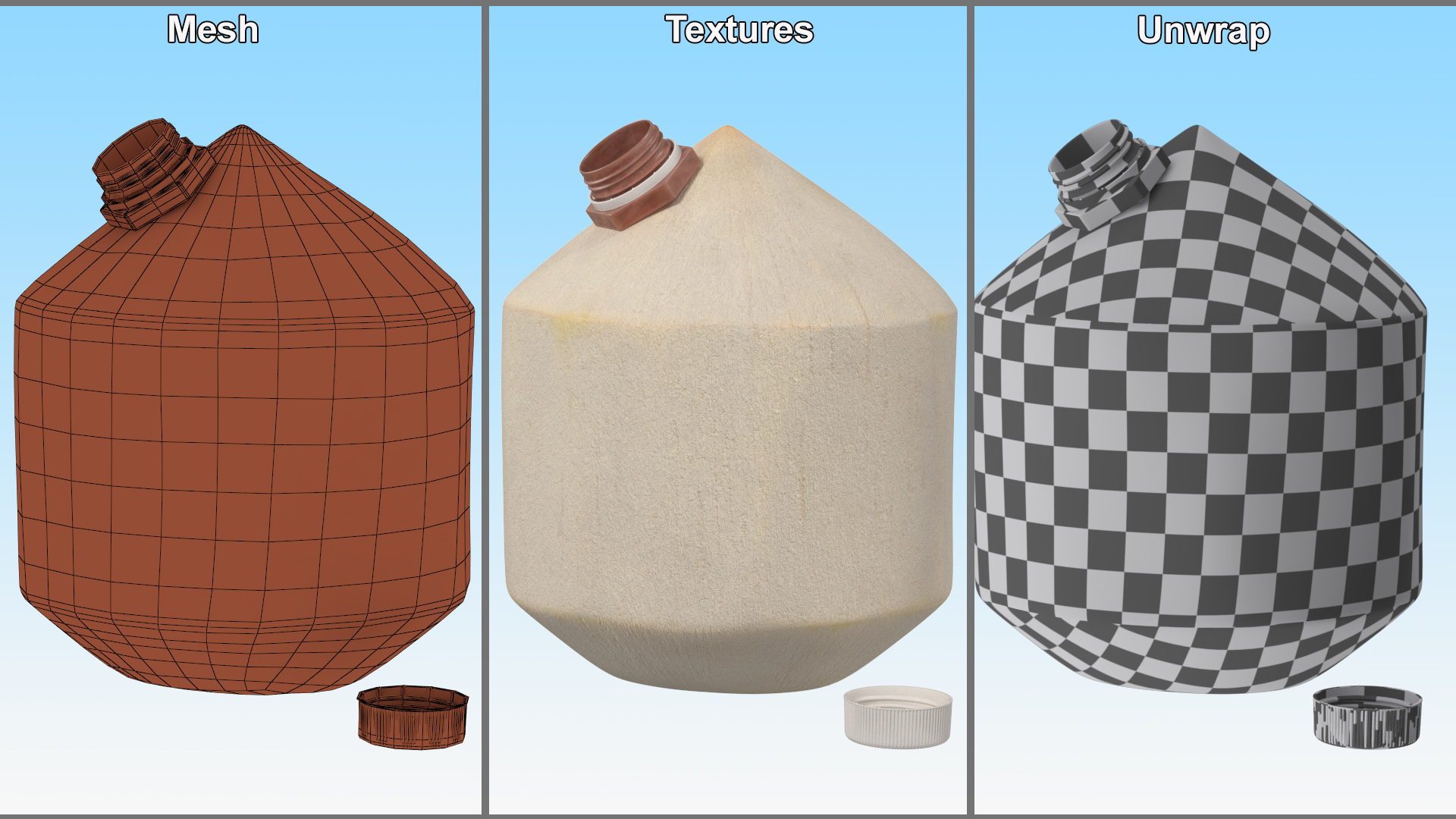 3D Young Shelled Tapped Coconut model