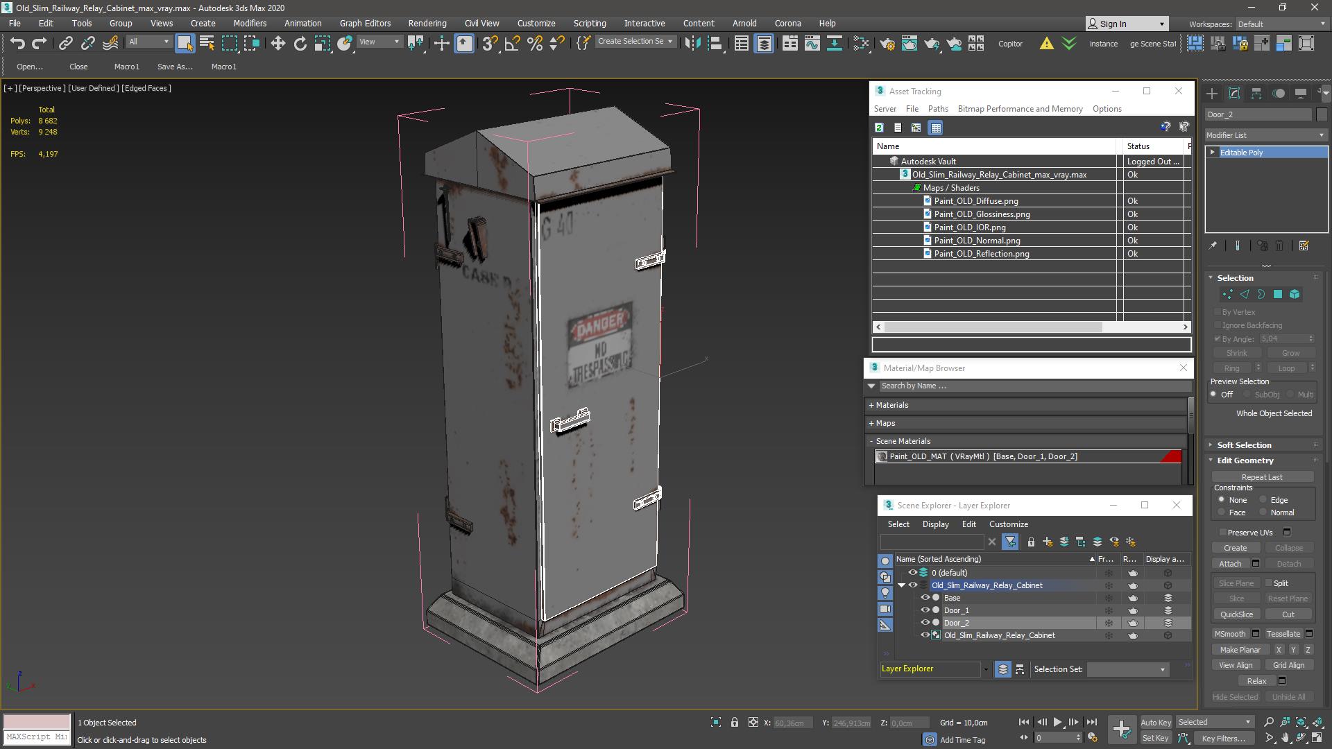 3D model Old Slim Railway Relay Cabinet