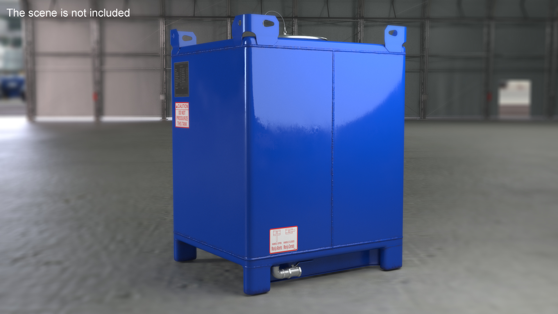 3D model 350 Gallon Stainless Steel IBC Container Blue