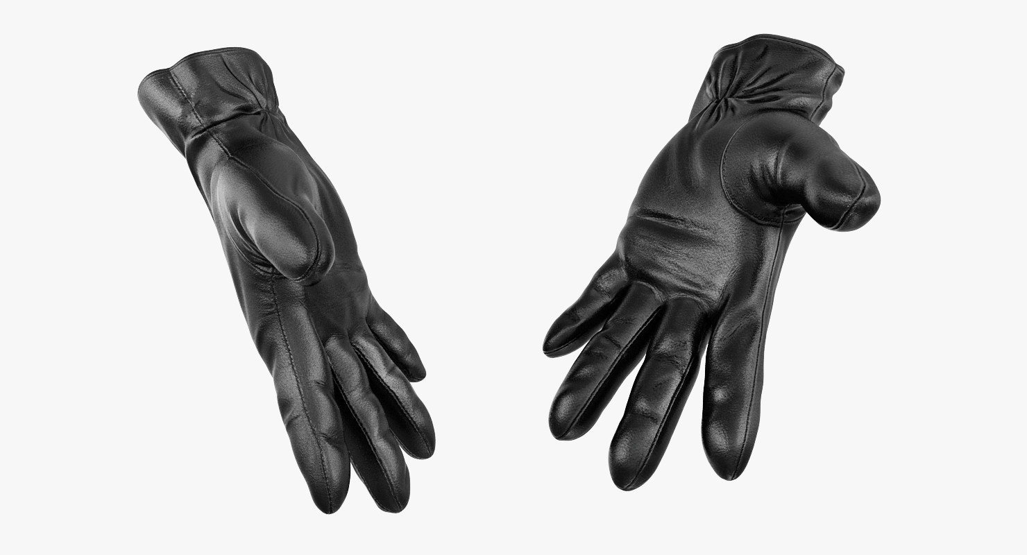 3D model Leather Gloves Black