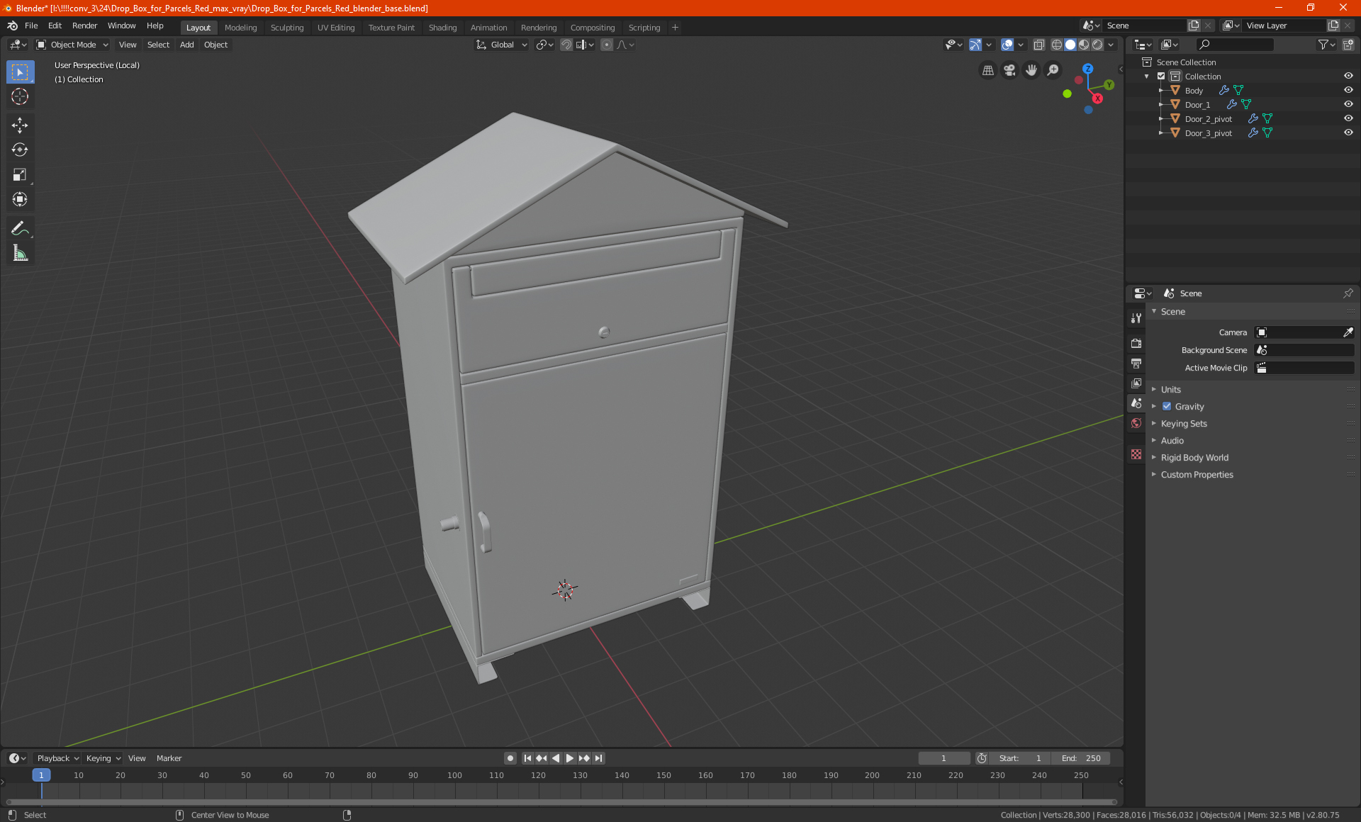 Drop Box for Parcels Red 3D model