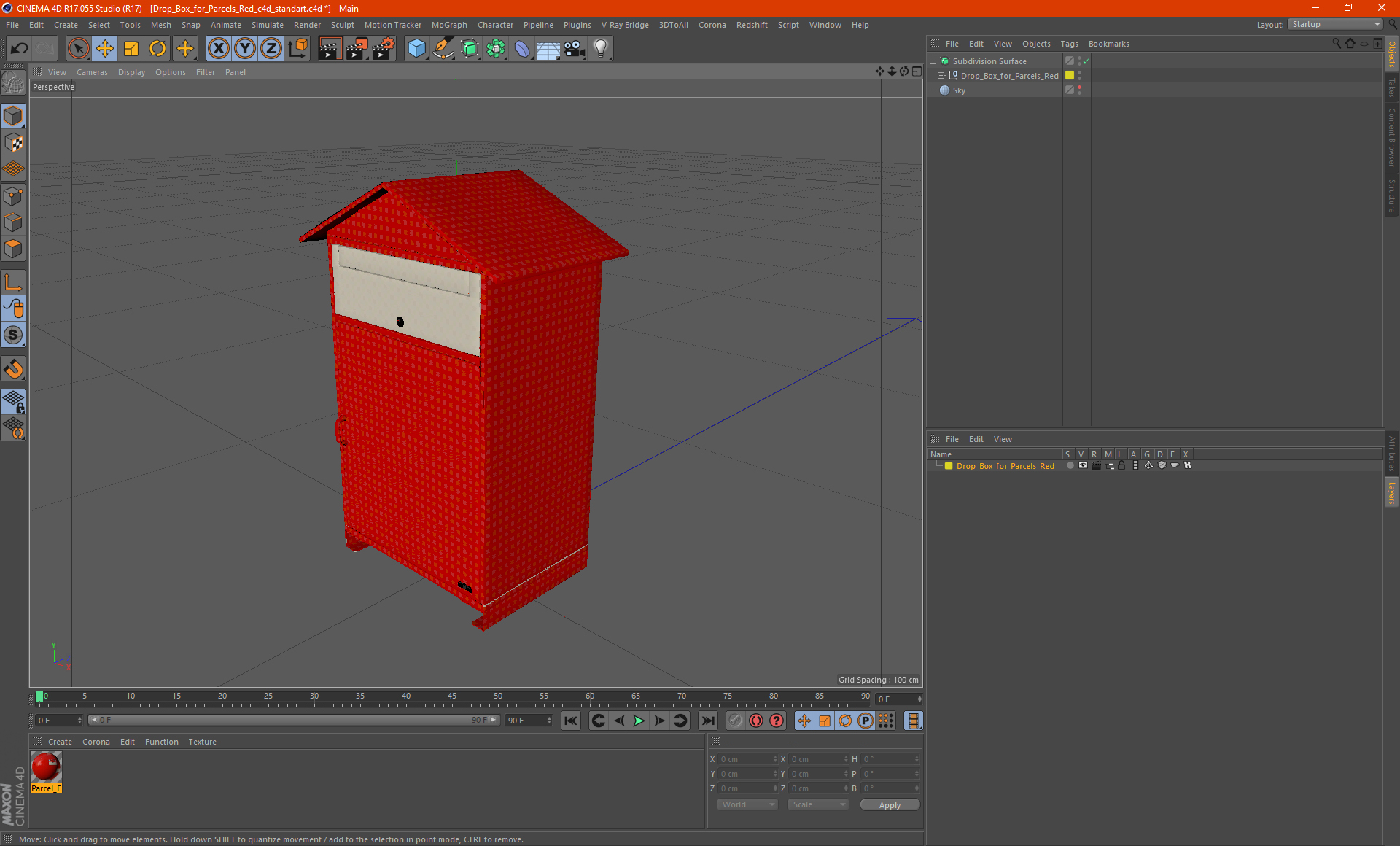 Drop Box for Parcels Red 3D model