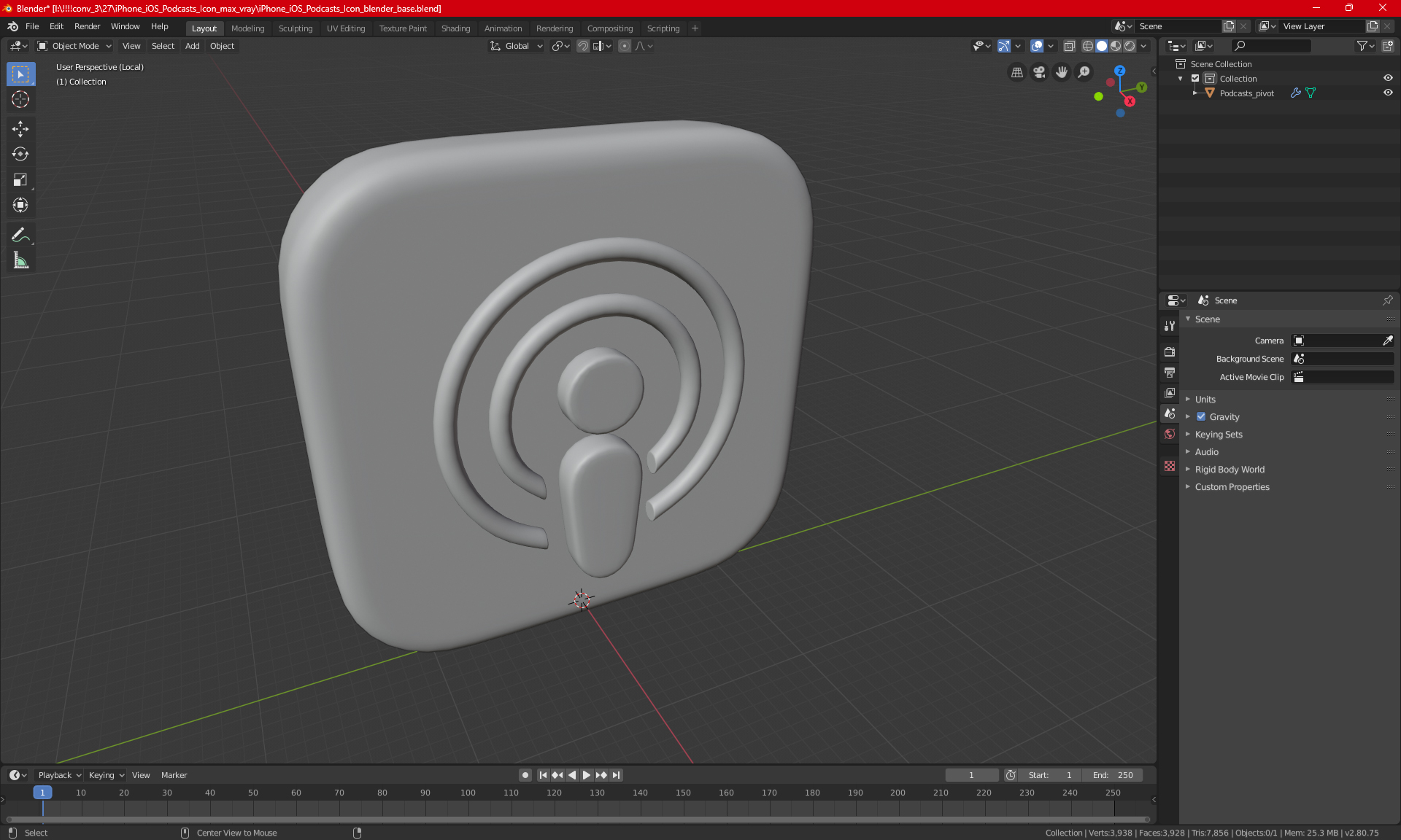 iPhone iOS Podcasts Icon 3D model