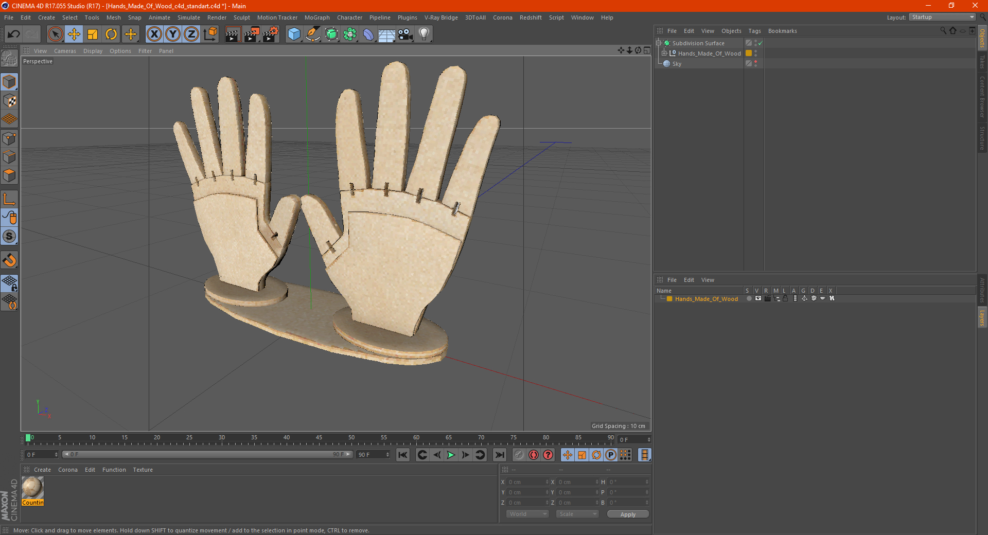 3D Hands Made Of Wood model