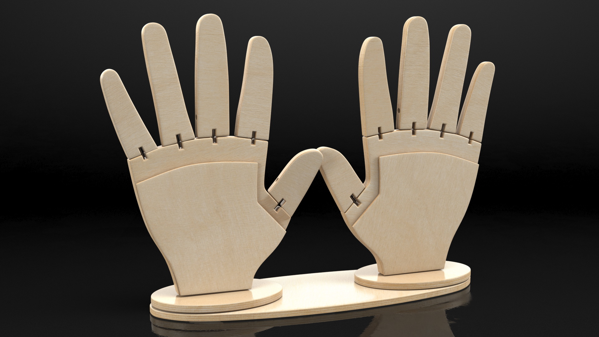 3D Hands Made Of Wood model