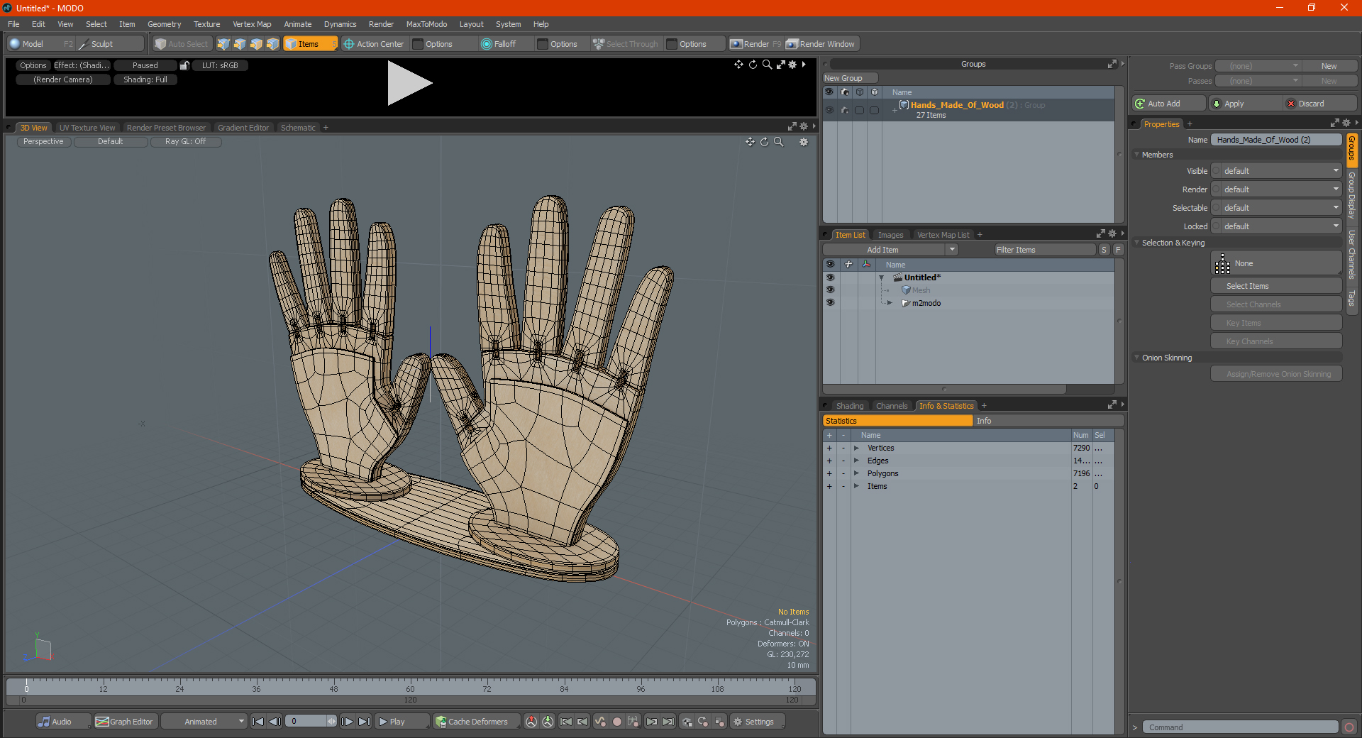 3D Hands Made Of Wood model