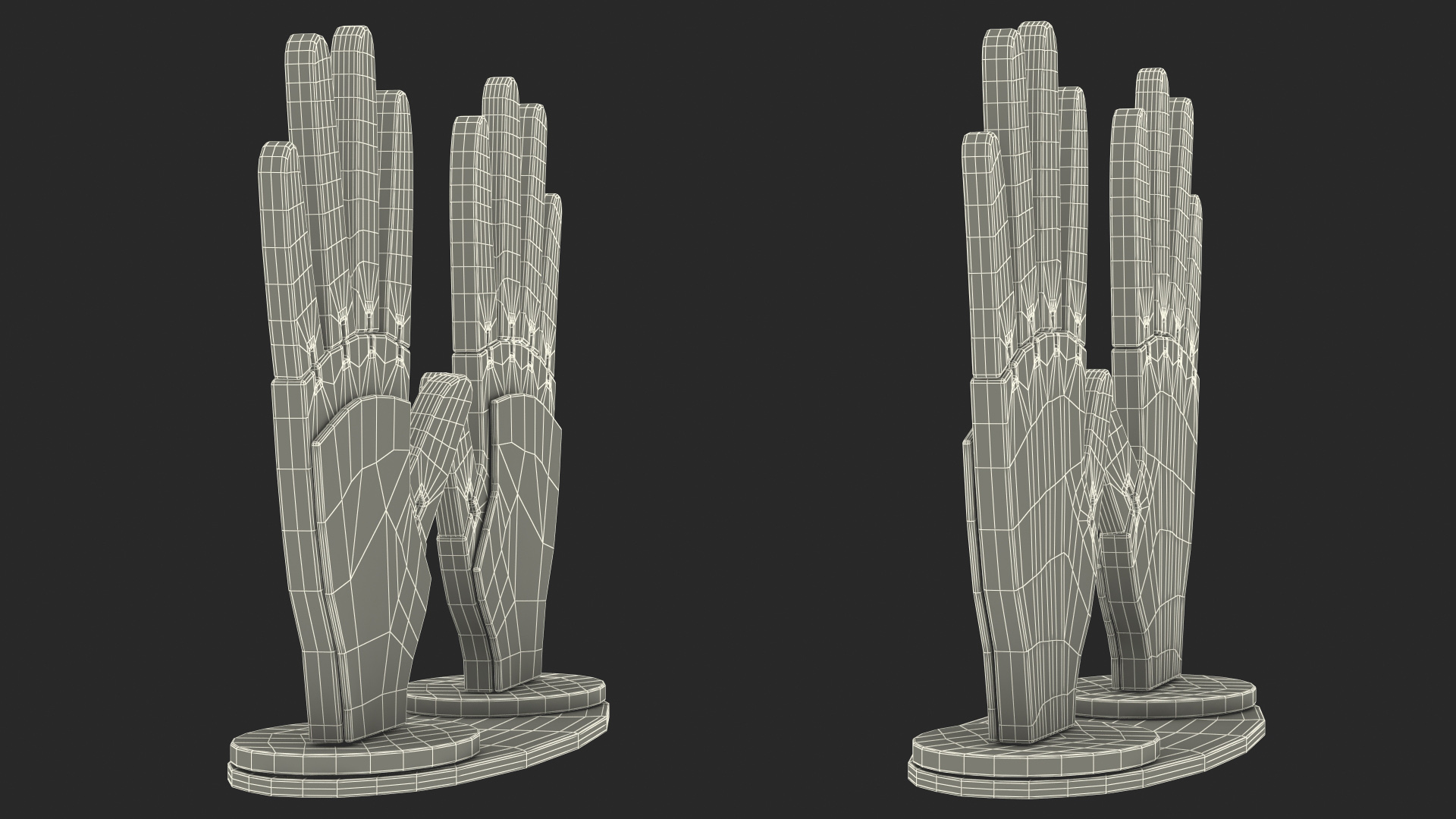 3D Hands Made Of Wood model