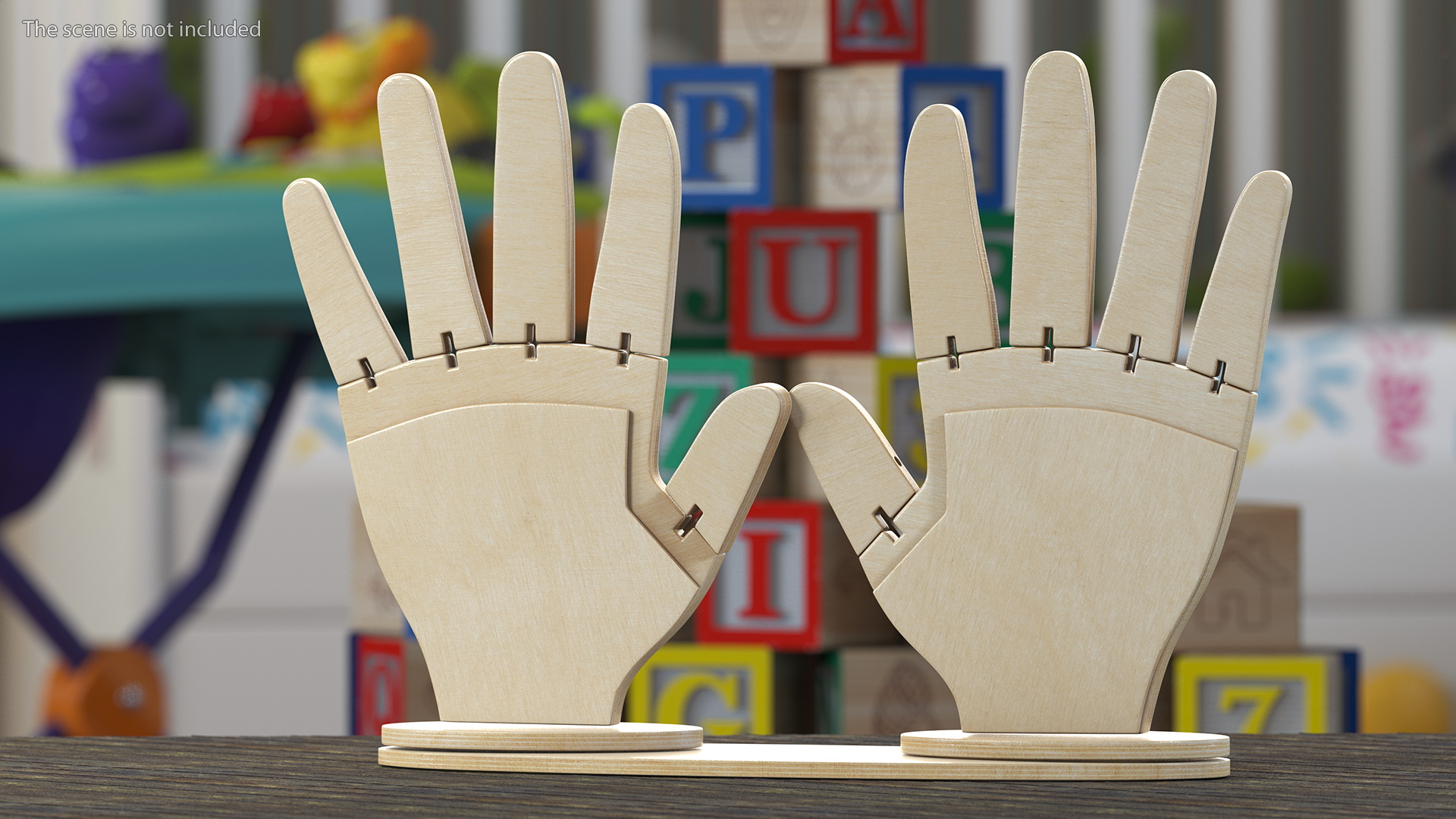 3D Hands Made Of Wood model