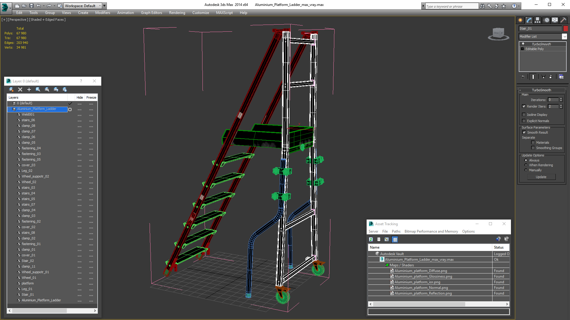 3D model Aluminium Platform Ladder