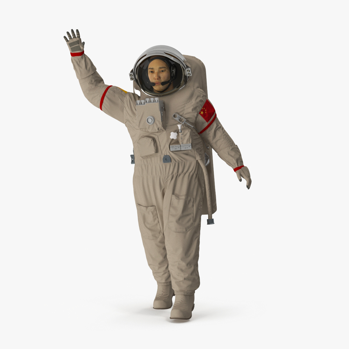 Astronaut Wearing Feitian Space Suit Rigged for Maya 3D