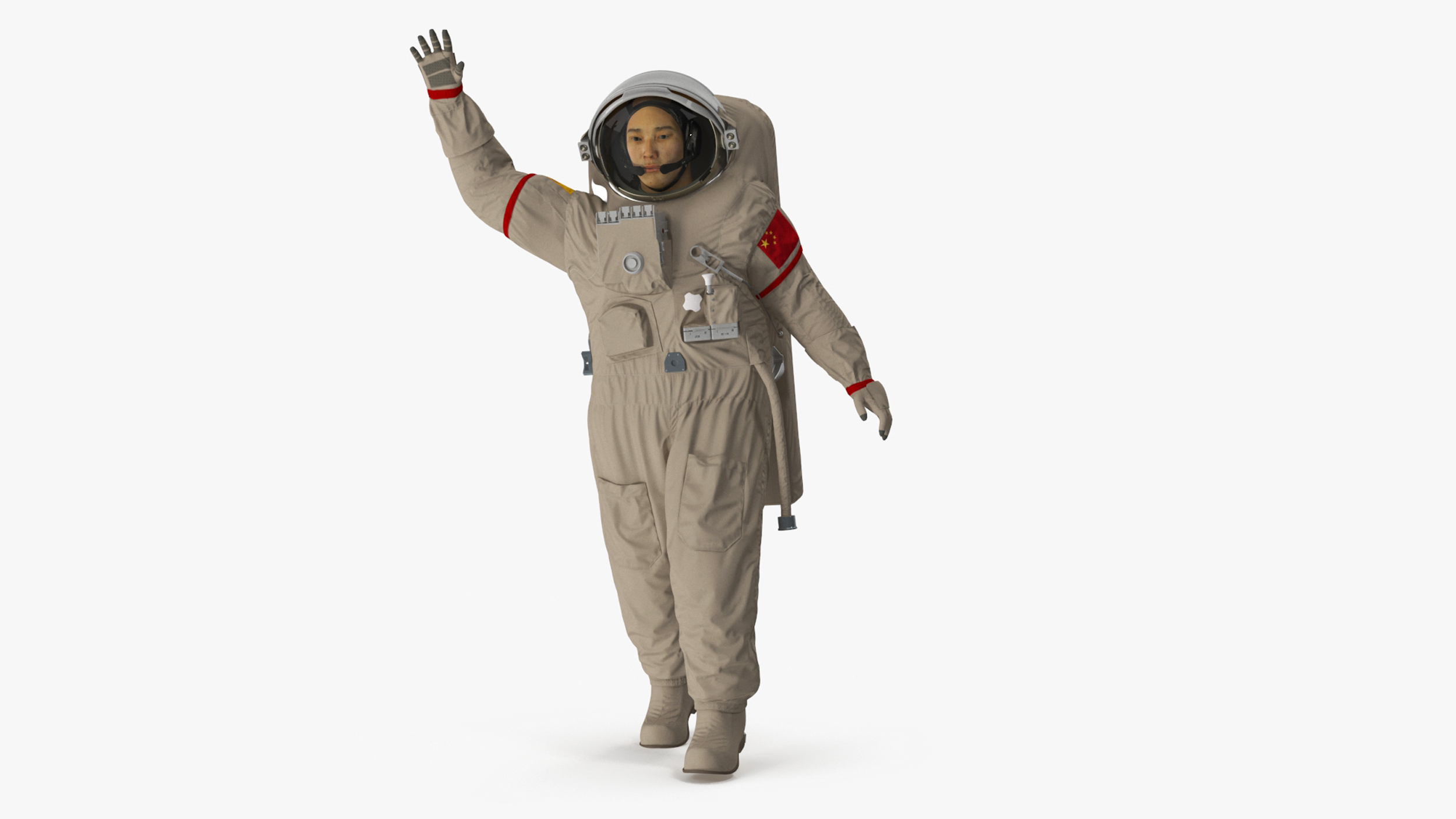 Astronaut Wearing Feitian Space Suit Rigged for Maya 3D