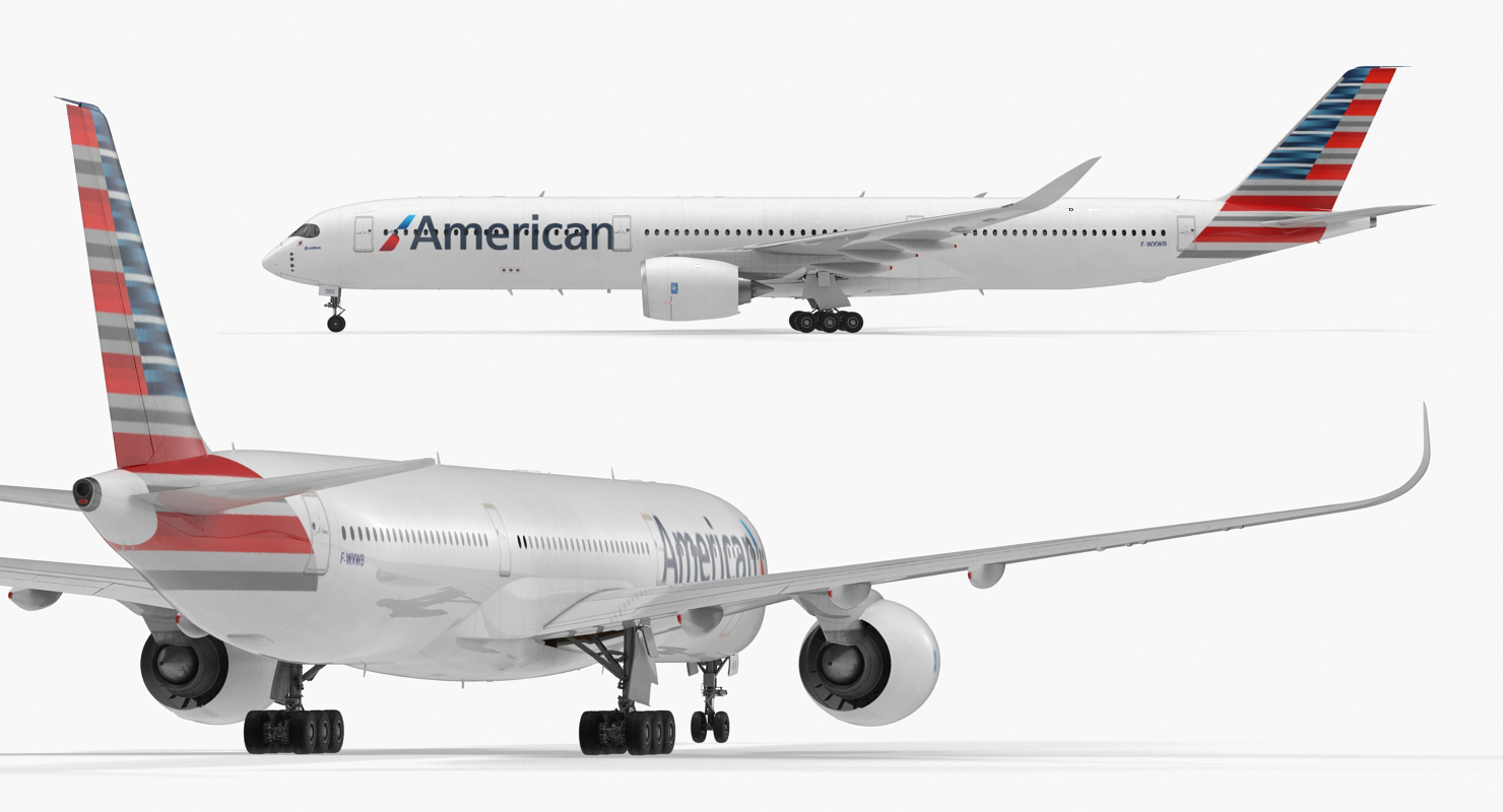 Airbus A350 1000 American Airlines 3D model