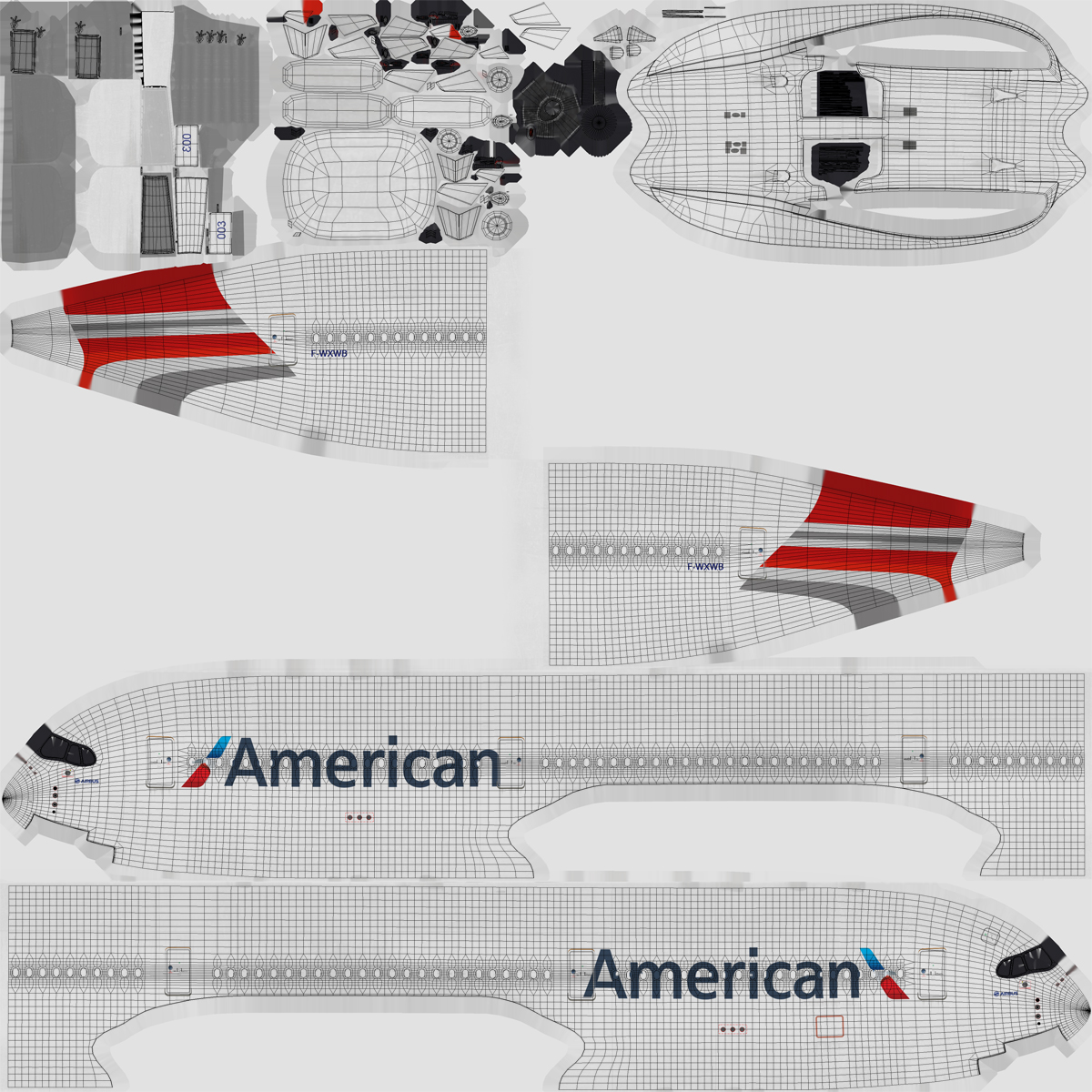 Airbus A350 1000 American Airlines 3D model