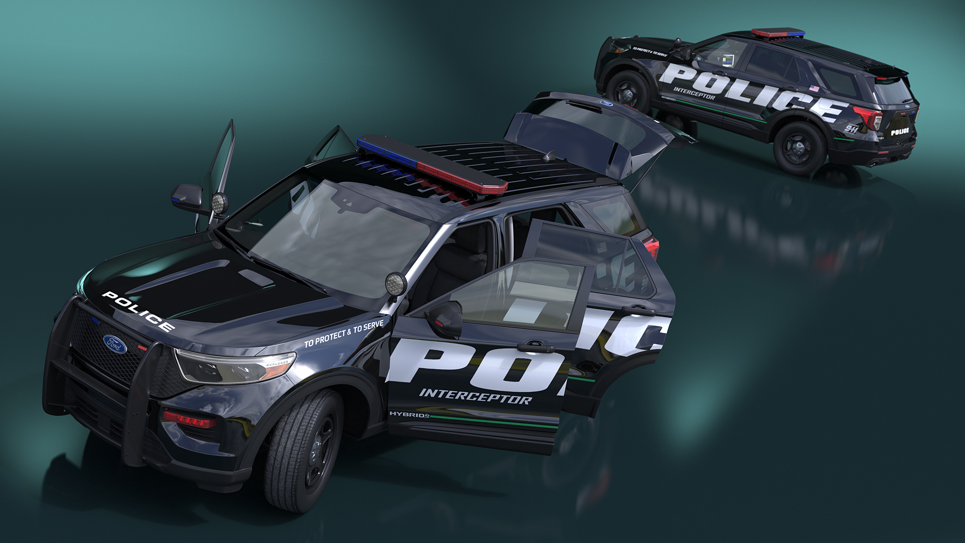 Ford Police Interceptor Utility Hybrid AWD Rigged 3D model