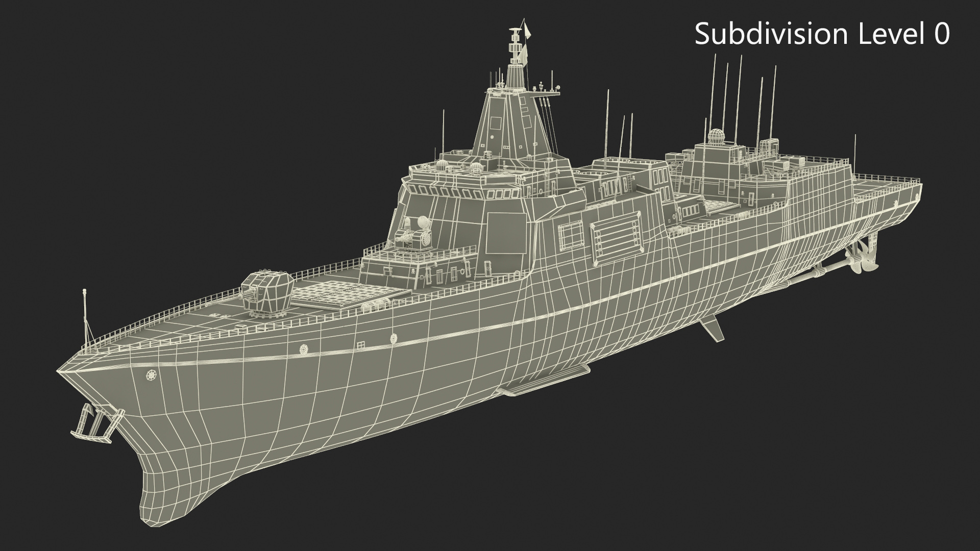 Modern Naval Destroyer Ship 3D