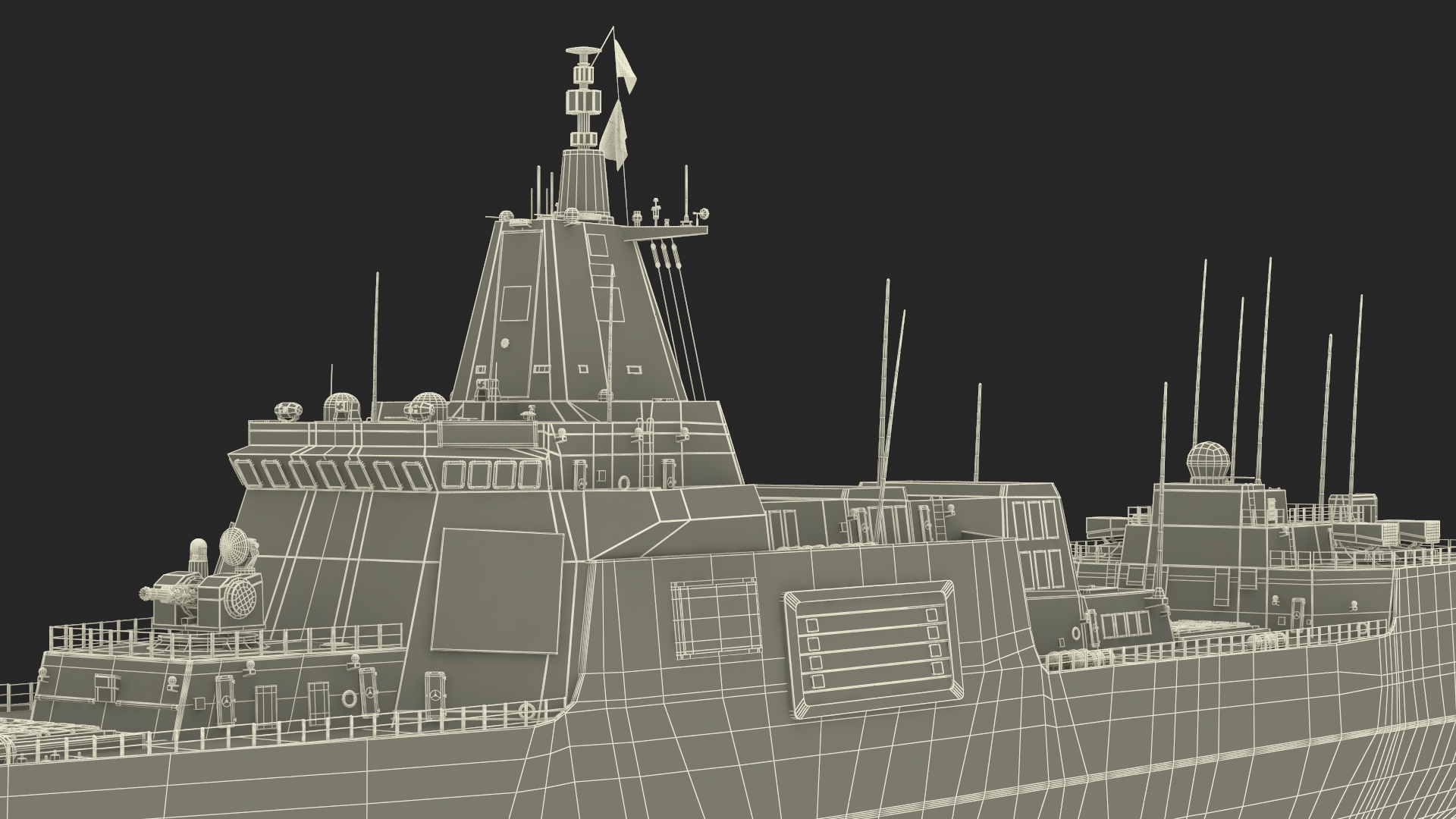 Modern Naval Destroyer Ship 3D