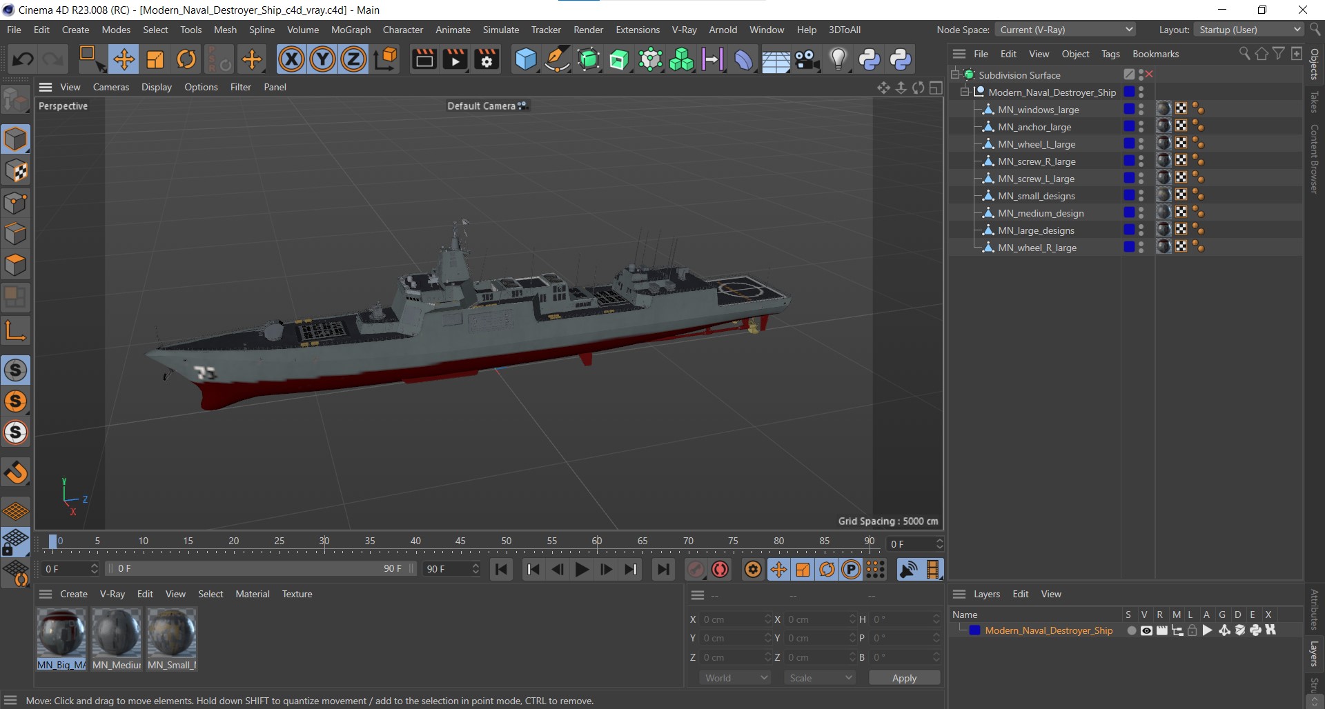 Modern Naval Destroyer Ship 3D