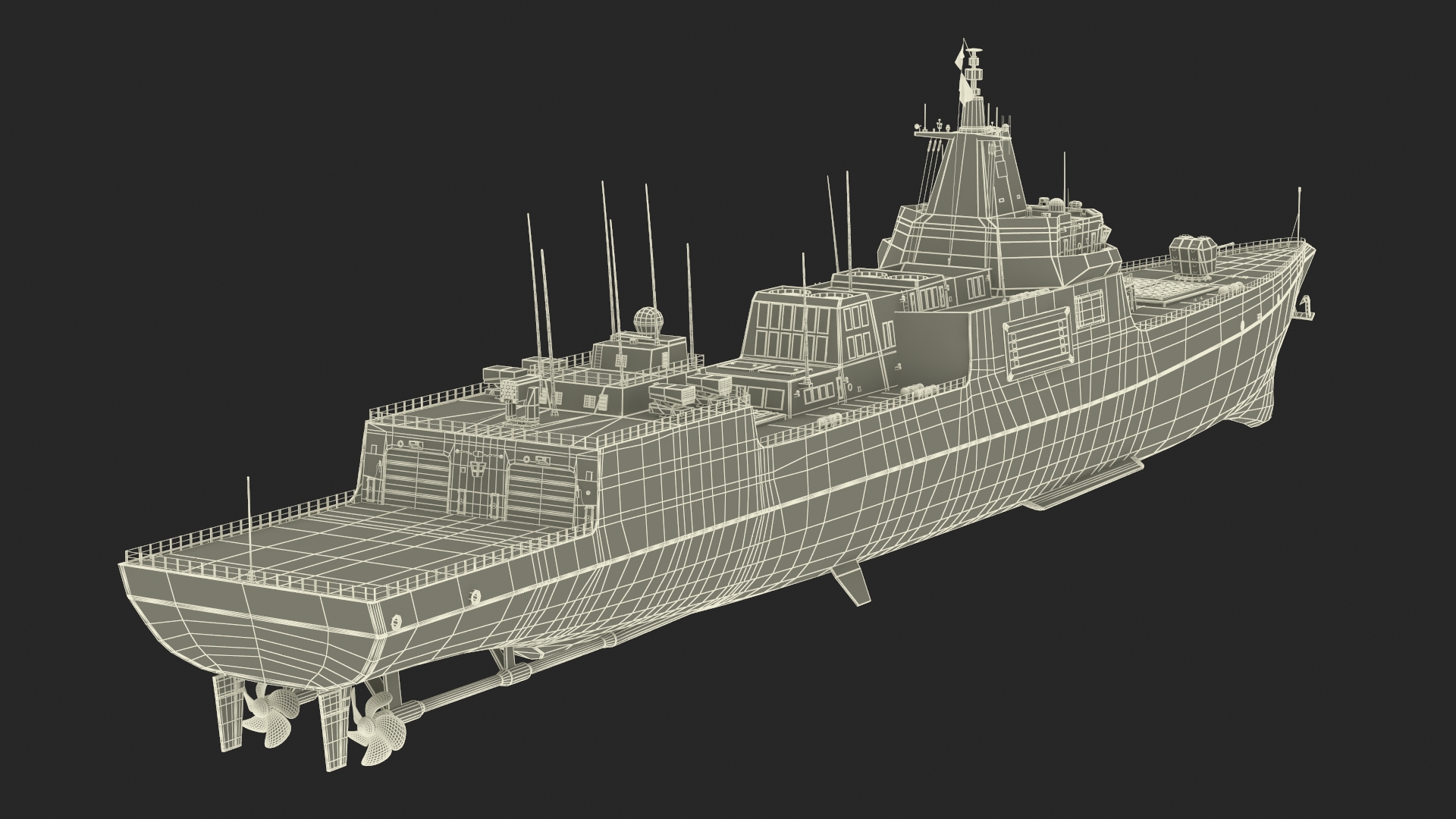 Modern Naval Destroyer Ship 3D